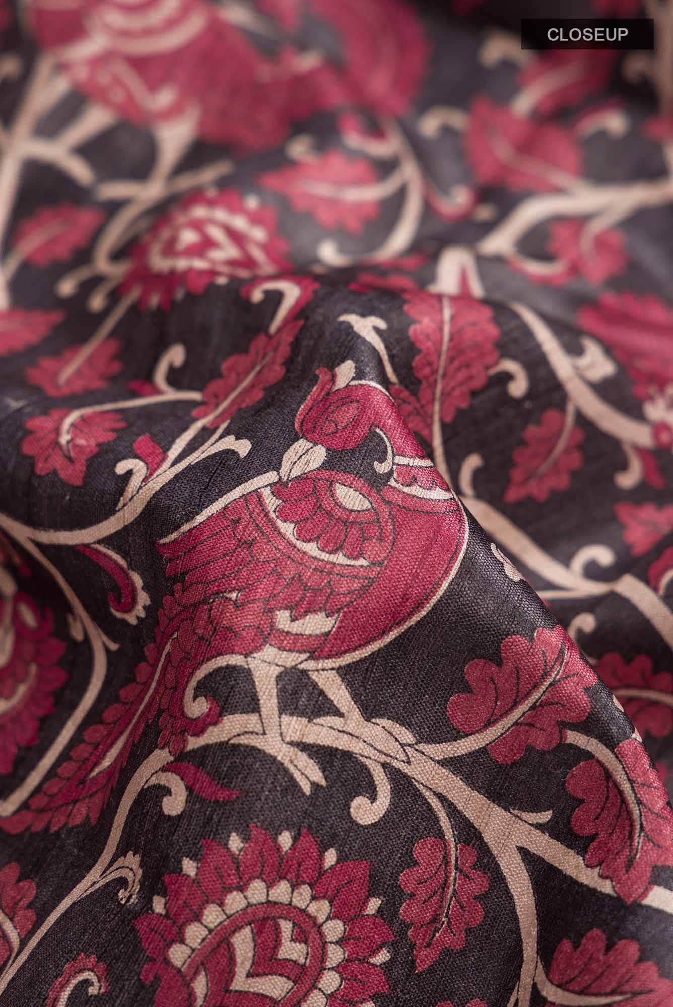 Black Bhagalpuri Tussar Silk Saree