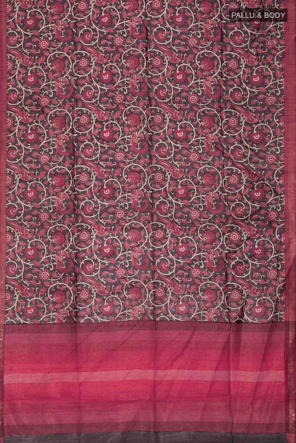 Black Bhagalpuri Tussar Silk Saree