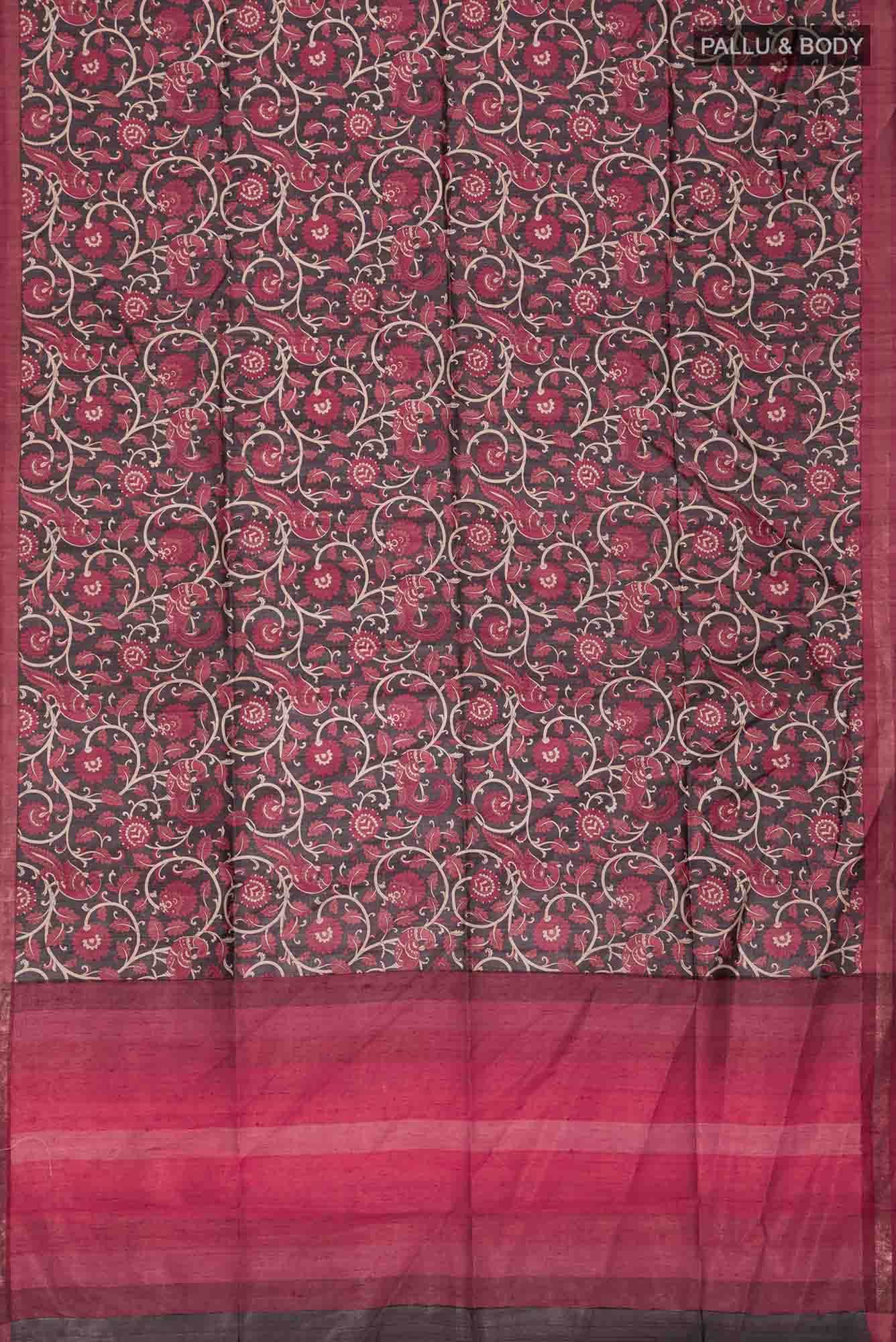 Black Bhagalpuri Tussar Silk Saree