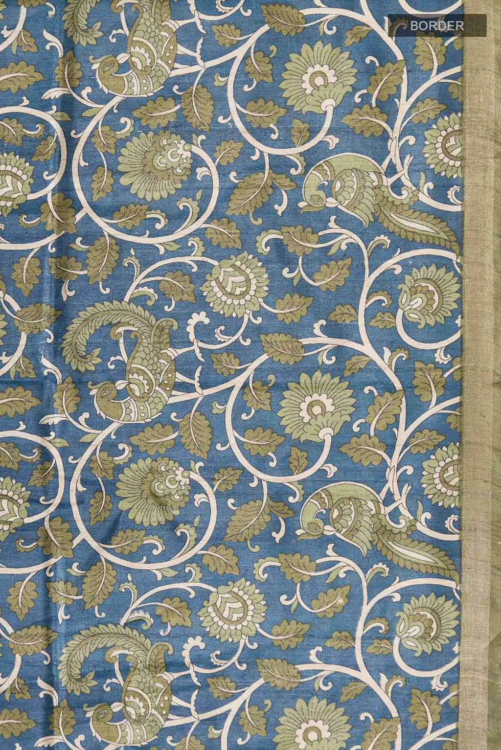 Blue Bhagalpuri Tussar Silk Saree