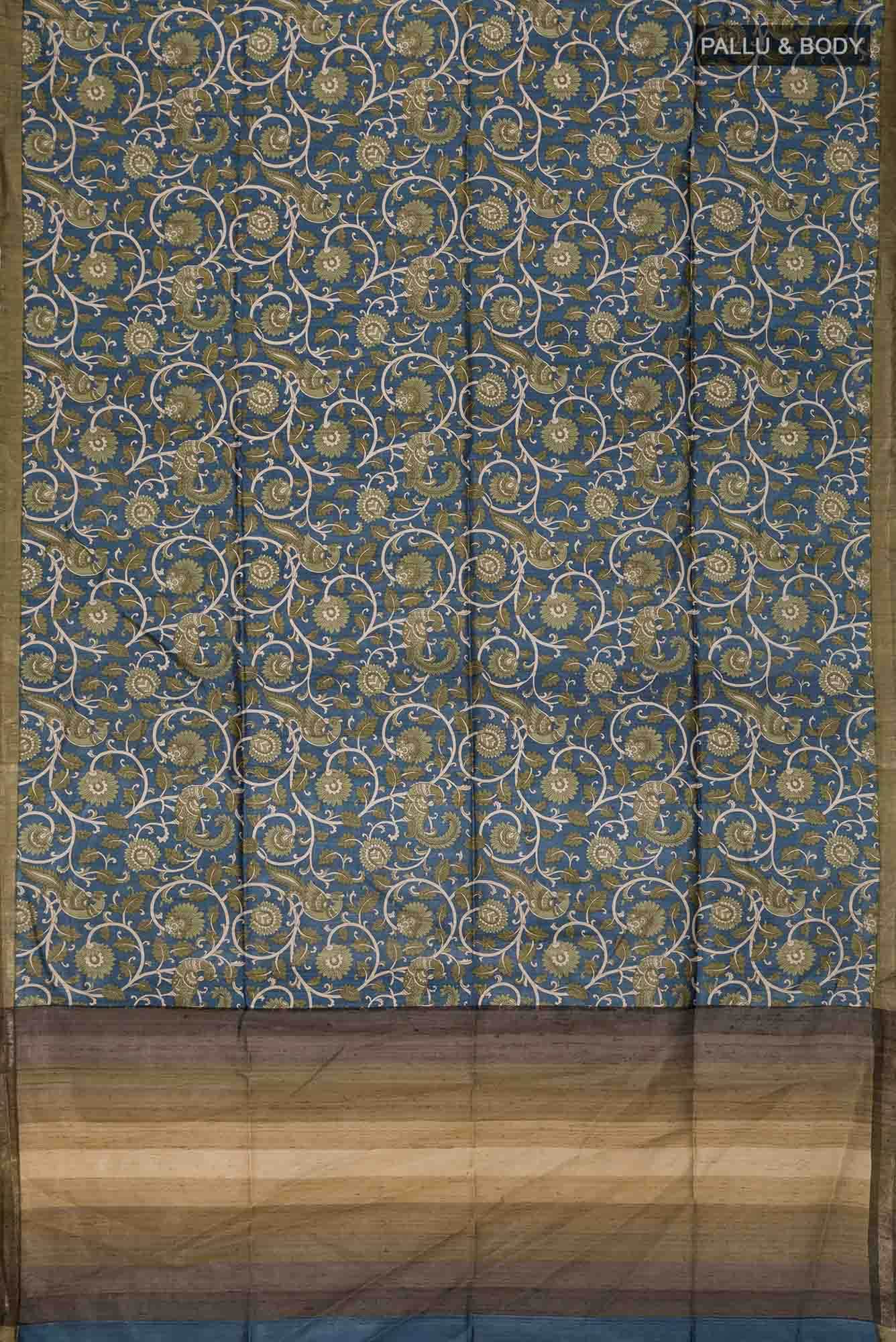 Blue Bhagalpuri Tussar Silk Saree