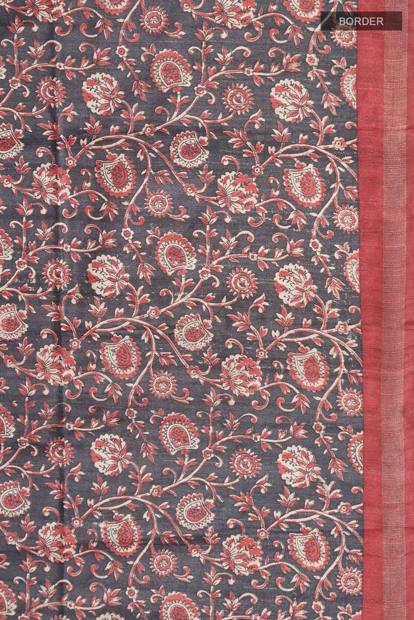 Black Bhagalpuri Tussar Silk Saree