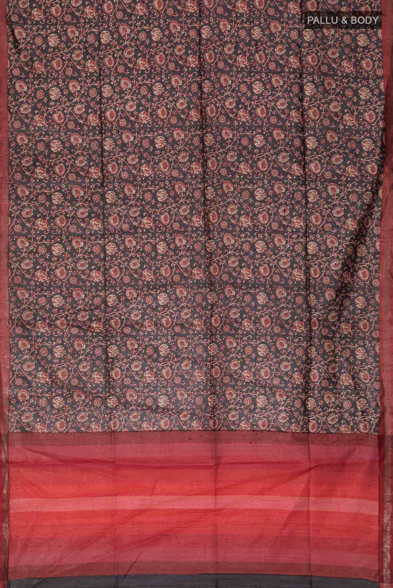 Black Bhagalpuri Tussar Silk Saree