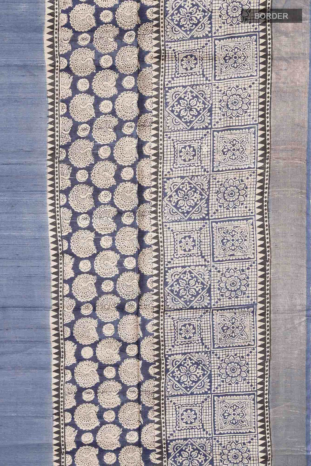 Blue Bhagalpuri Tussar Silk Saree