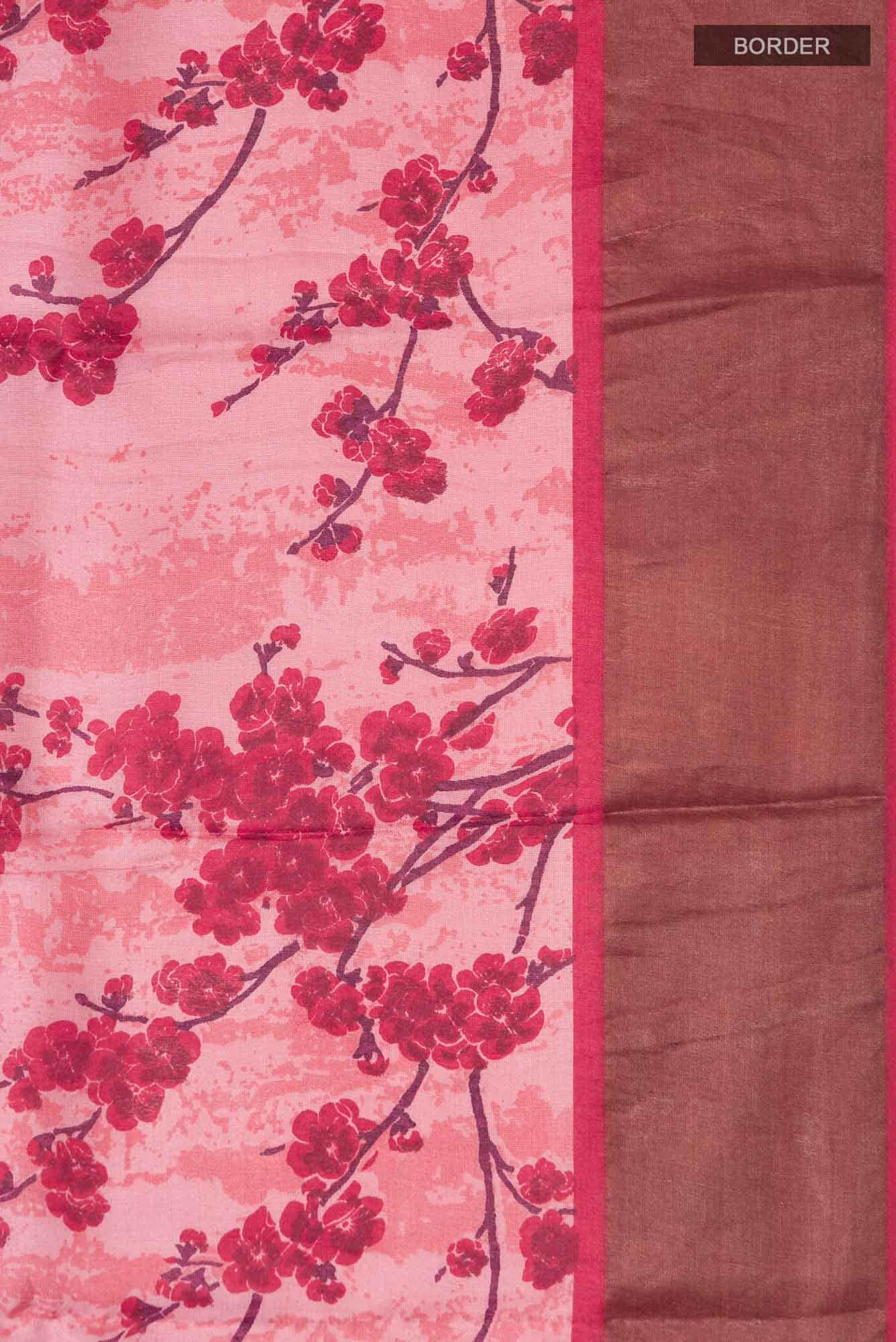 Coral Bhagalpuri Tussar Silk Saree