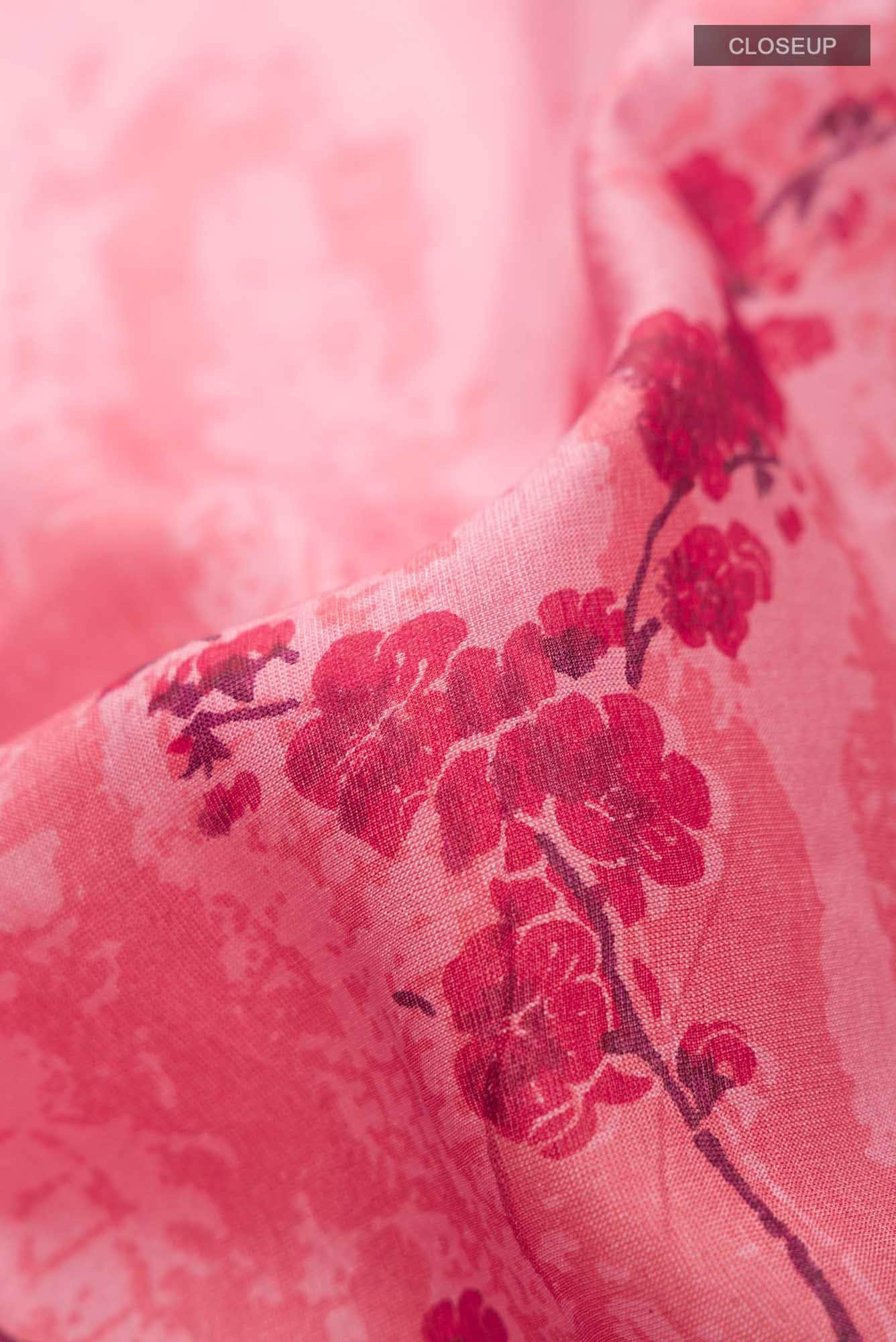 Coral Bhagalpuri Tussar Silk Saree