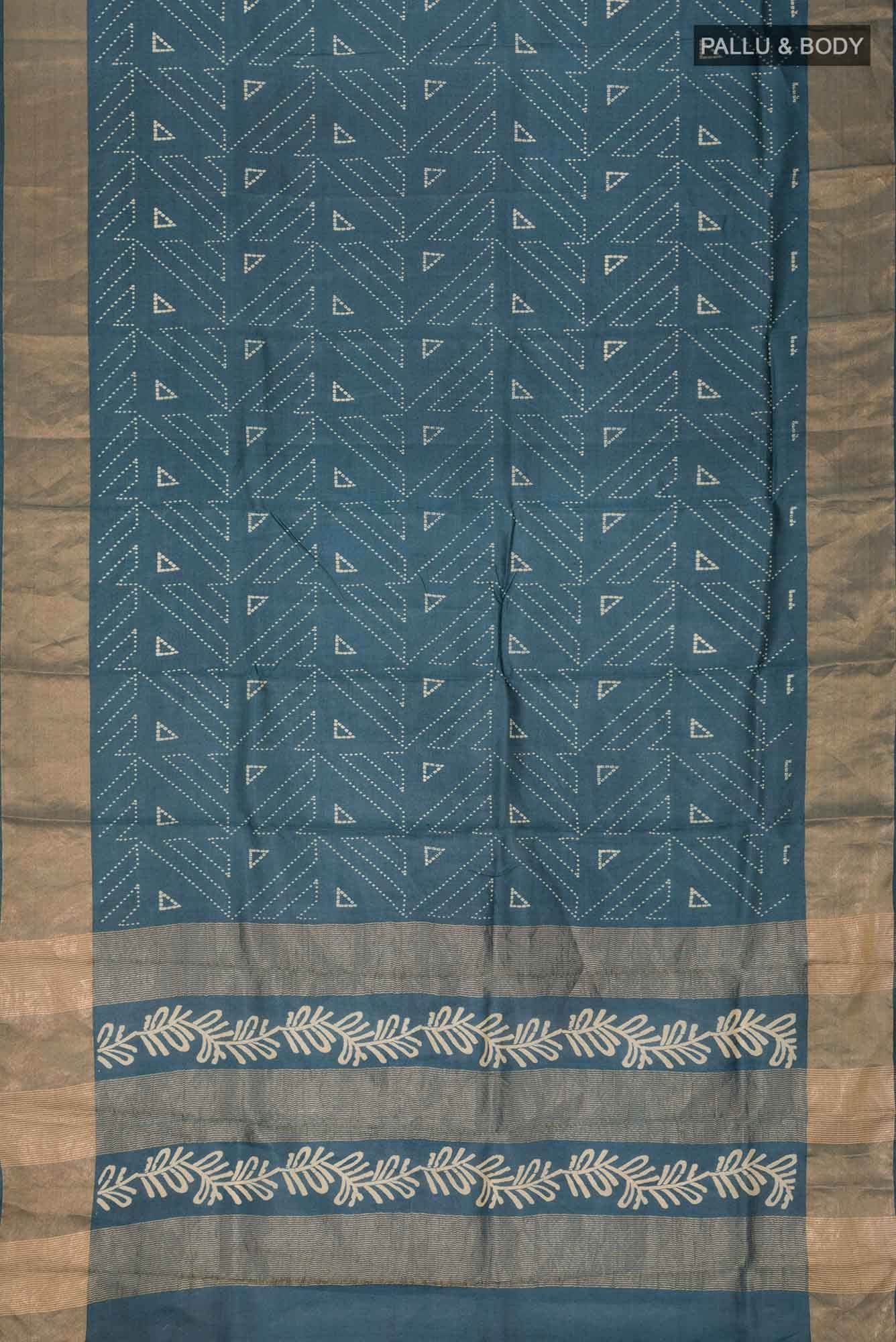 Blue Bhagalpuri Tussar Silk Saree