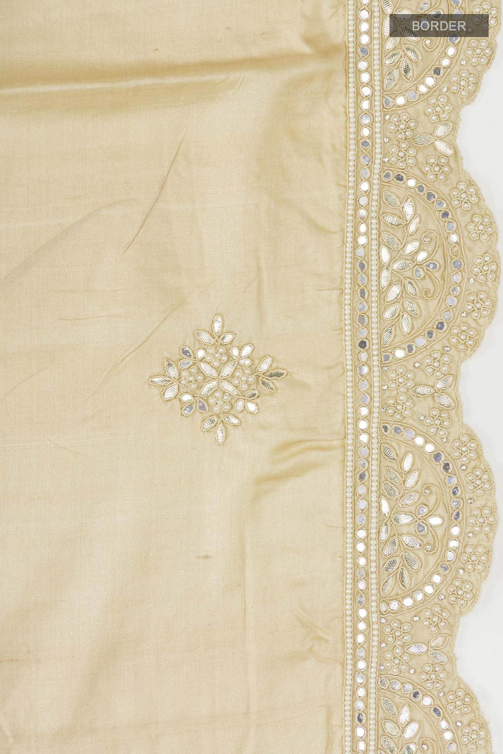 Beige Tussar Silk Saree