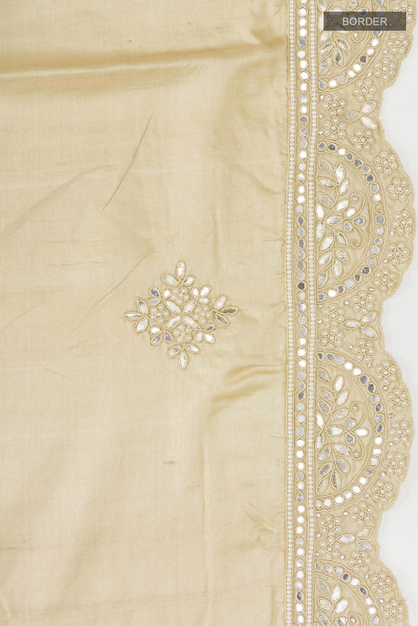 Beige Tussar Silk Saree