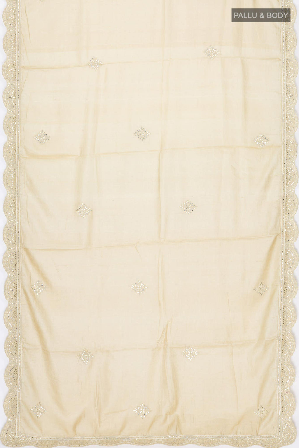 Beige Tussar Silk Saree