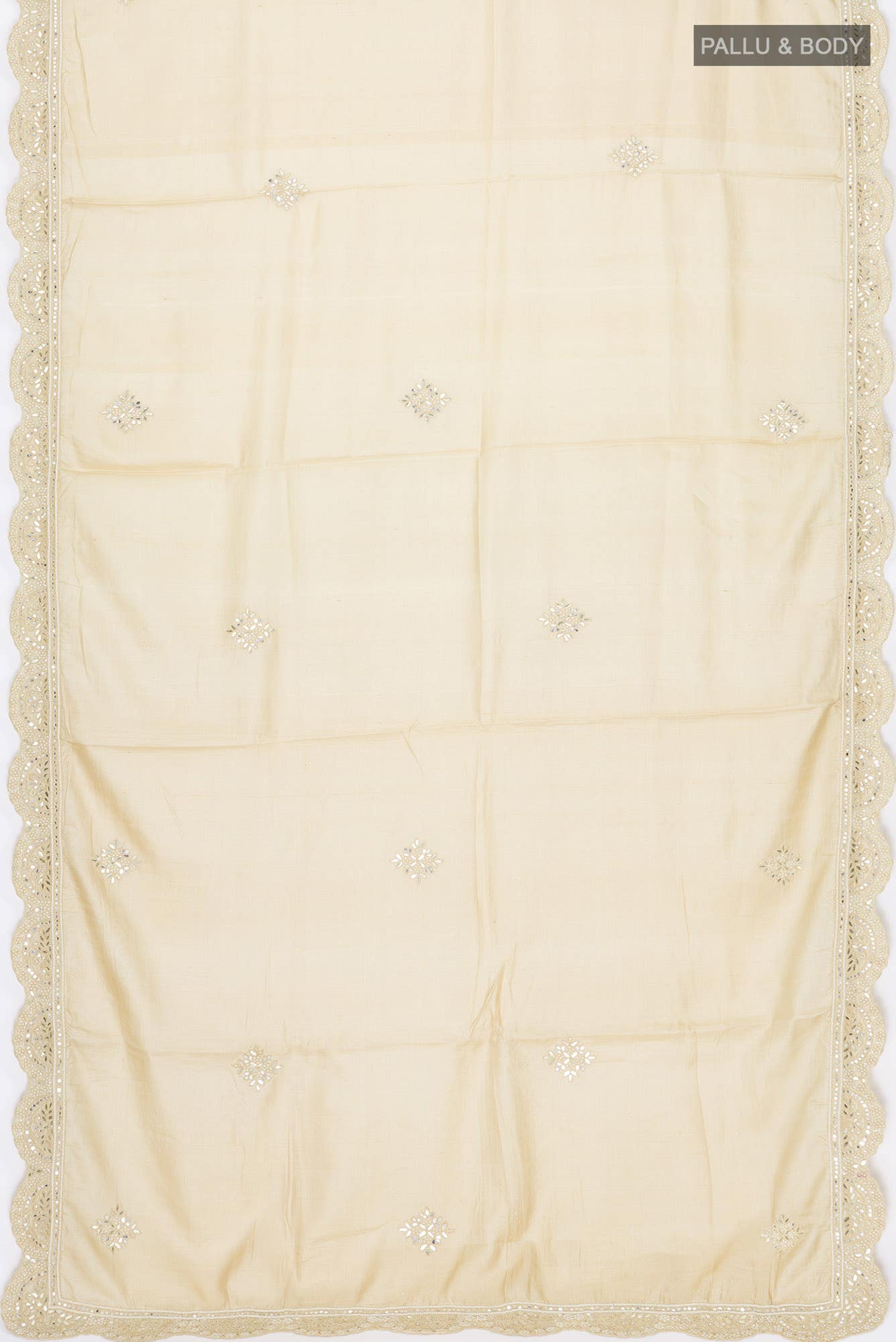 Beige Tussar Silk Saree