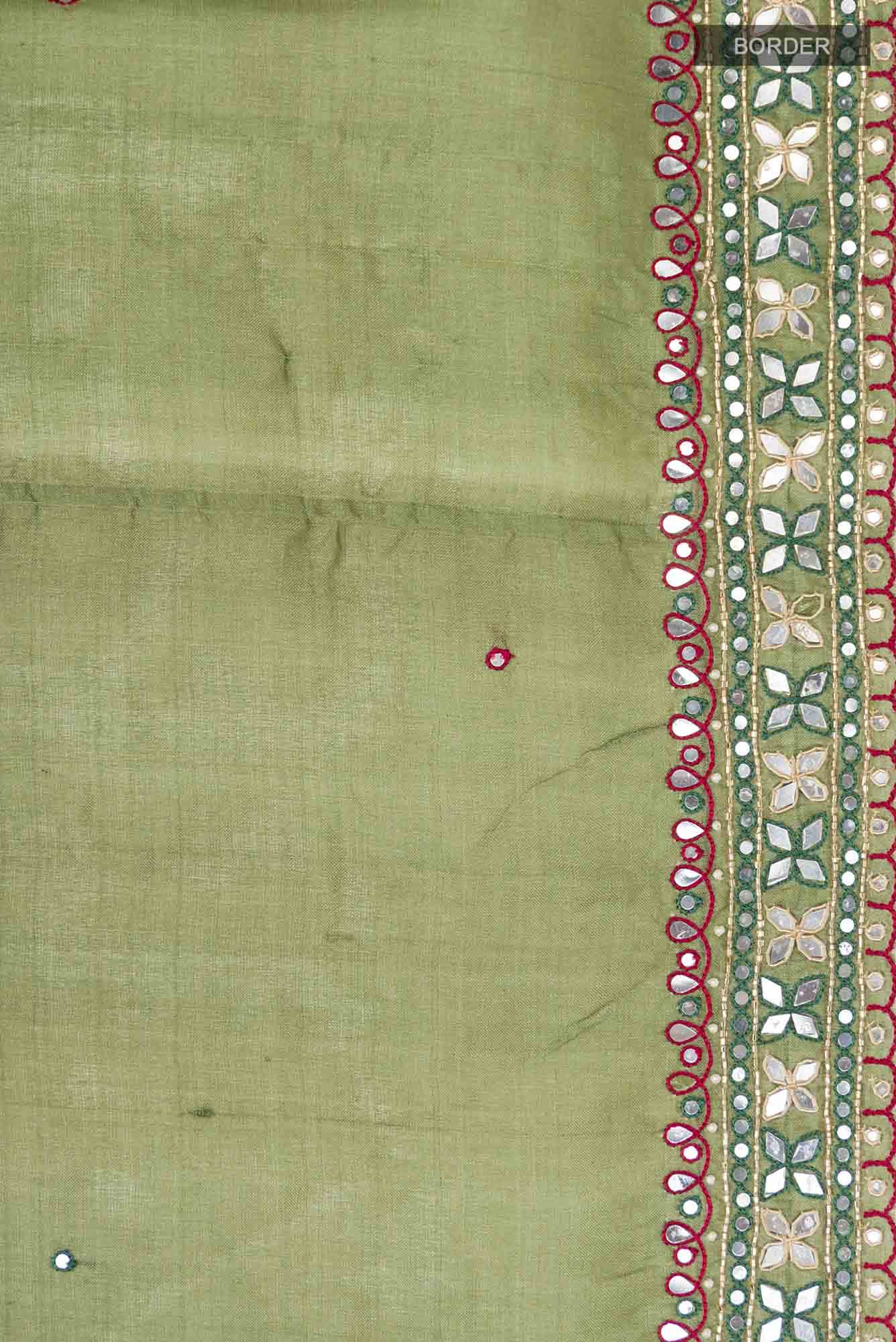 Green Bhagalpuri Tussar Silk Saree