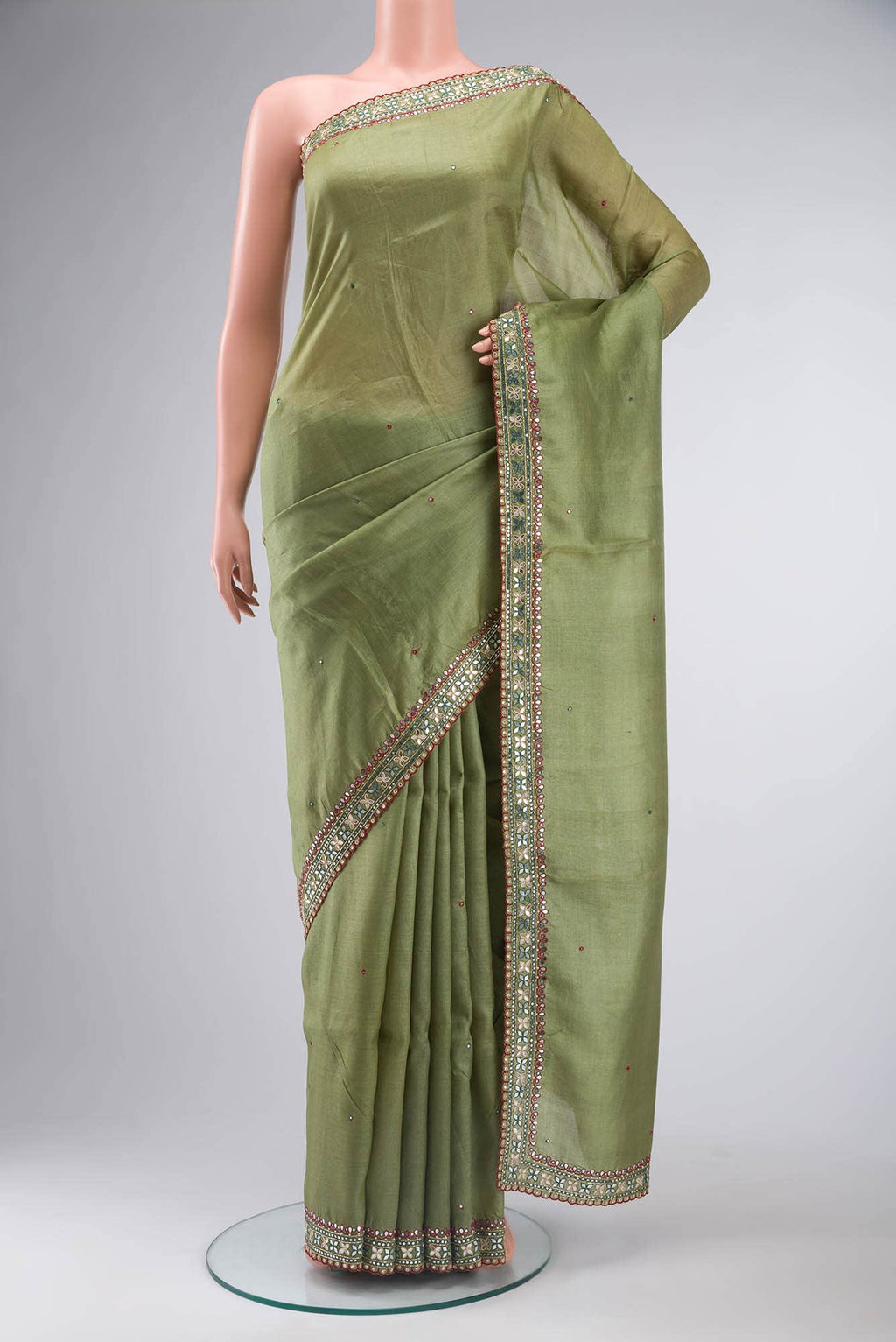 Green Bhagalpuri Tussar Silk Saree