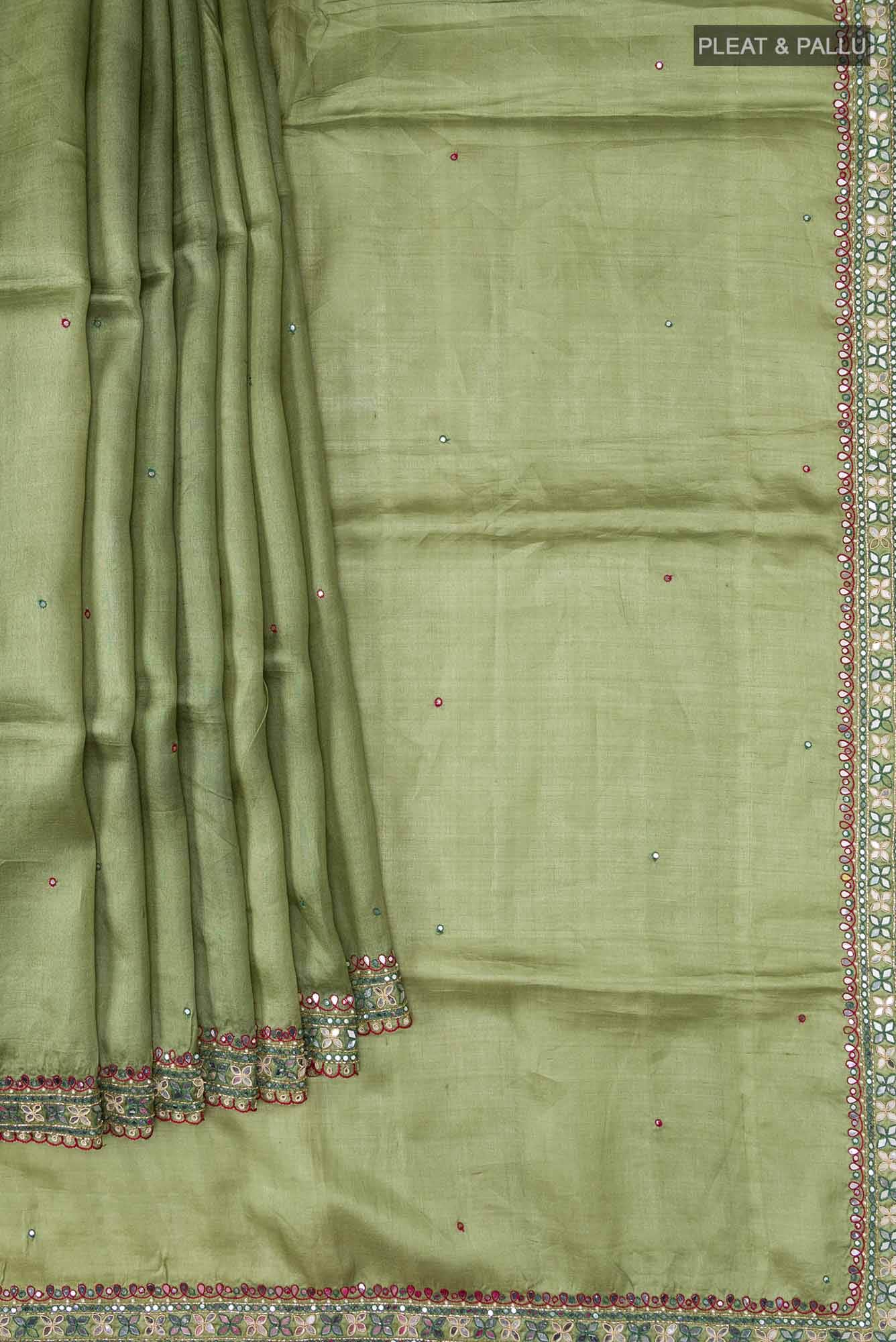 Green Bhagalpuri Tussar Silk Saree