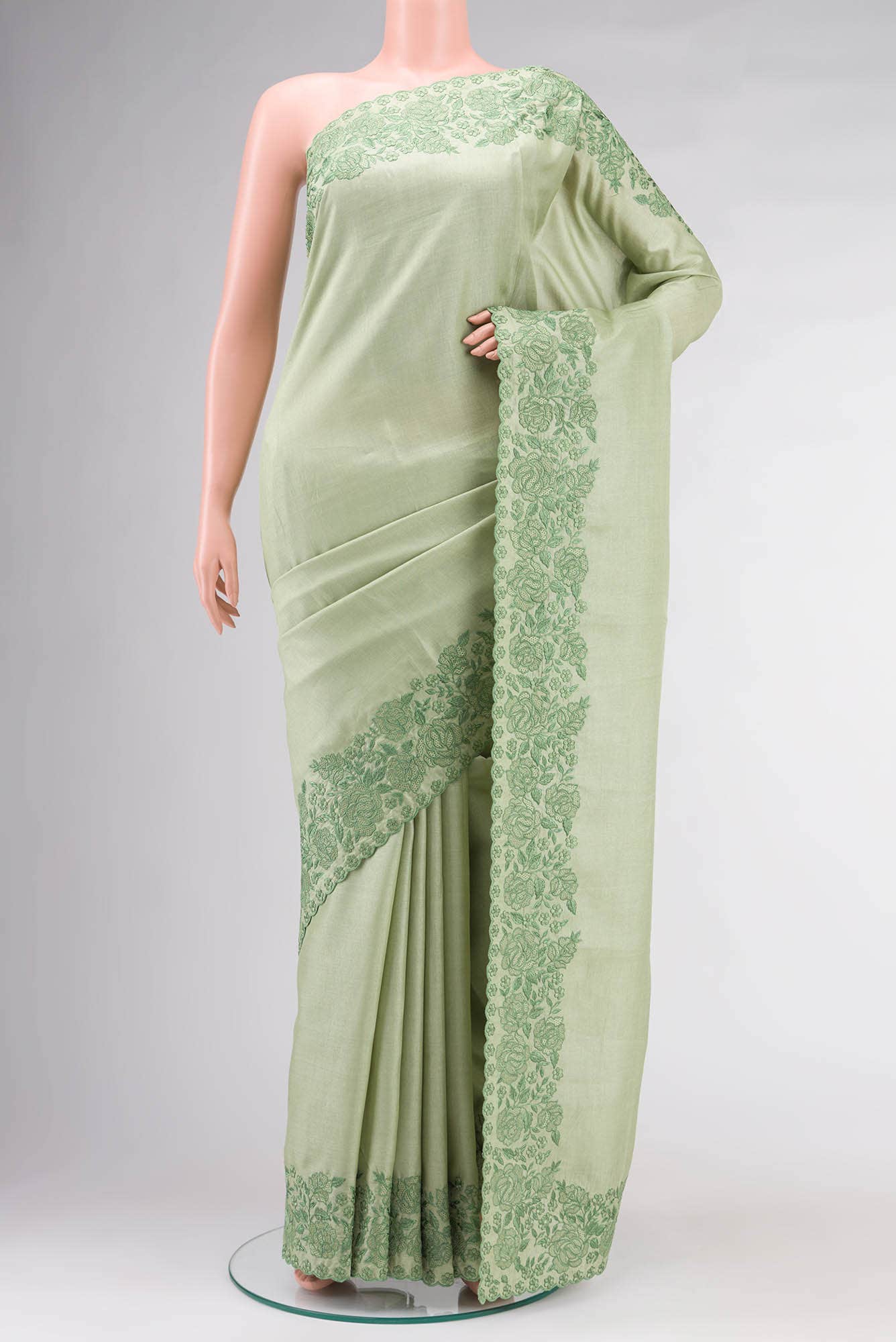 Green Bhagalpuri Tussar Silk Saree