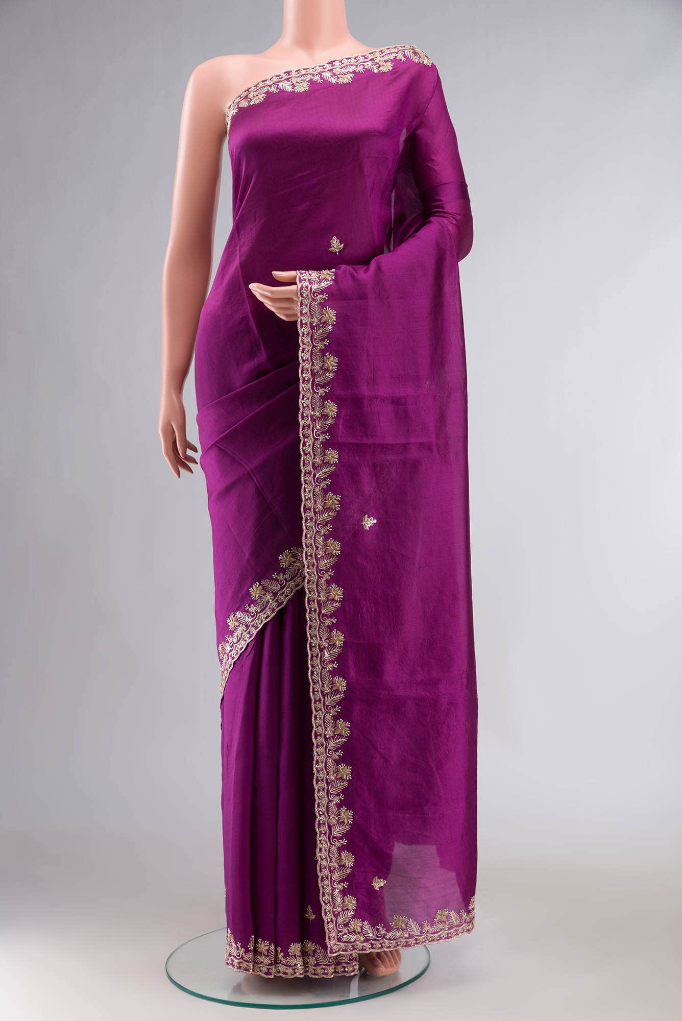 Magenta Raw Silk Saree