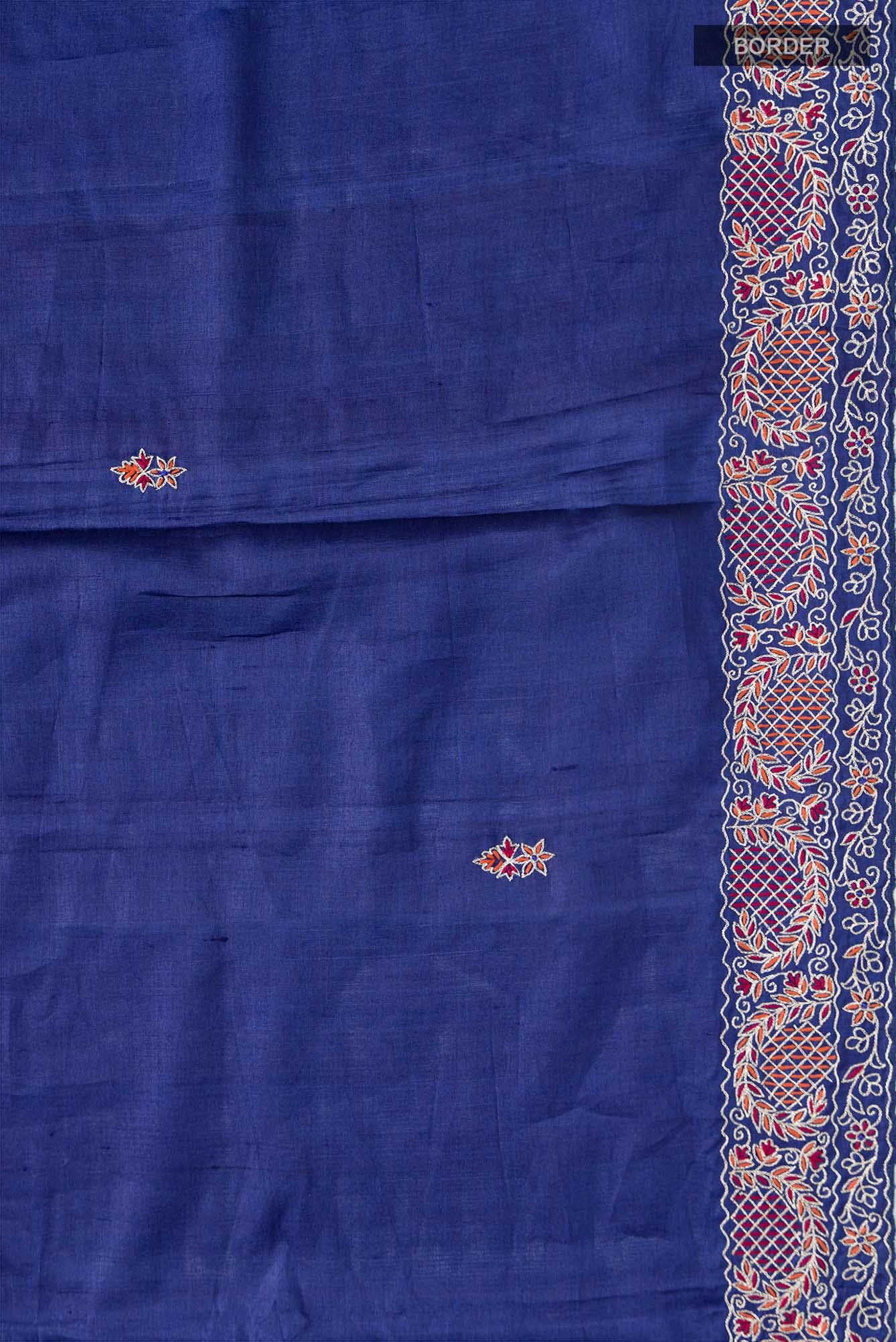 Blue Bhagalpuri Tussar Silk Saree
