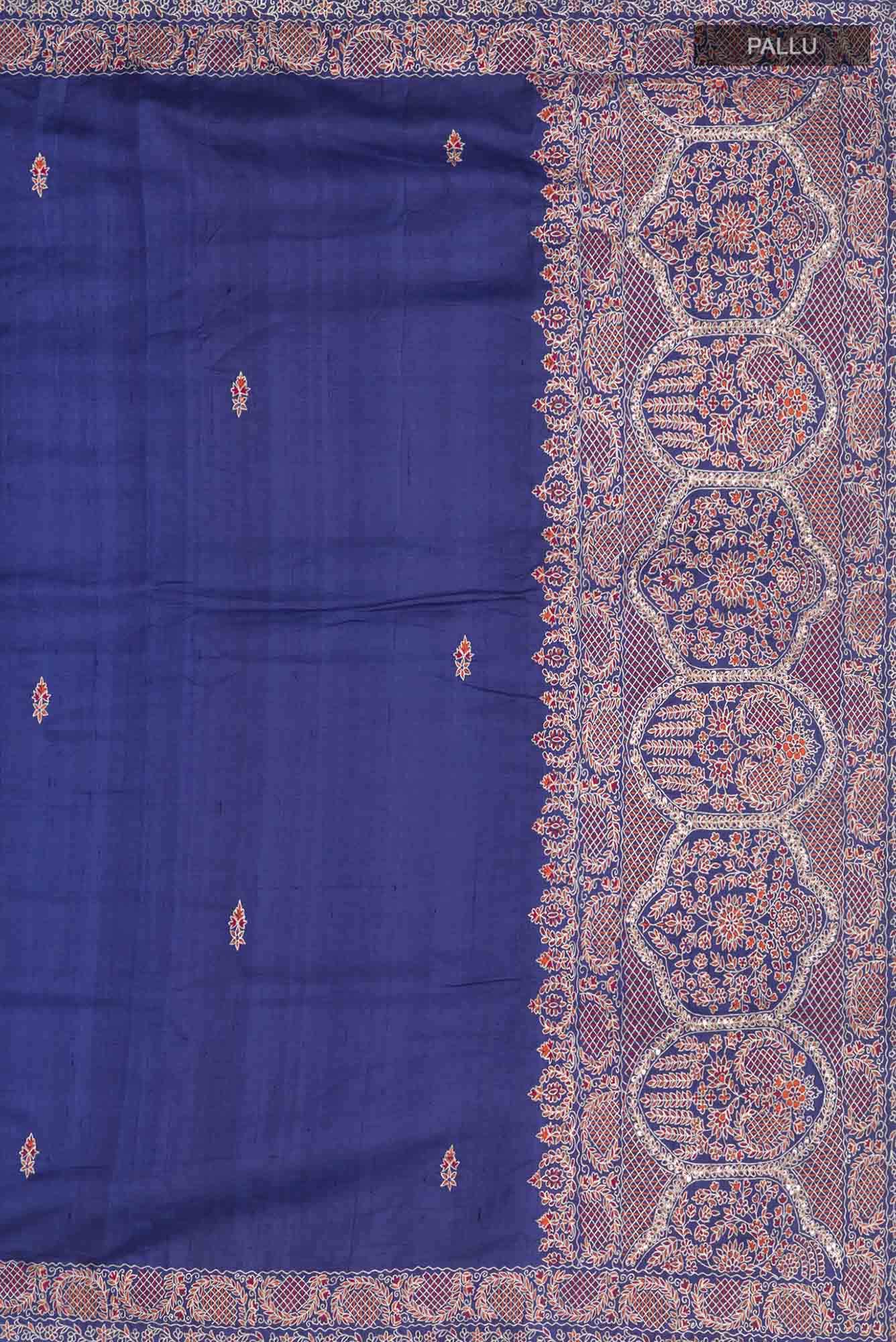 Blue Bhagalpuri Tussar Silk Saree