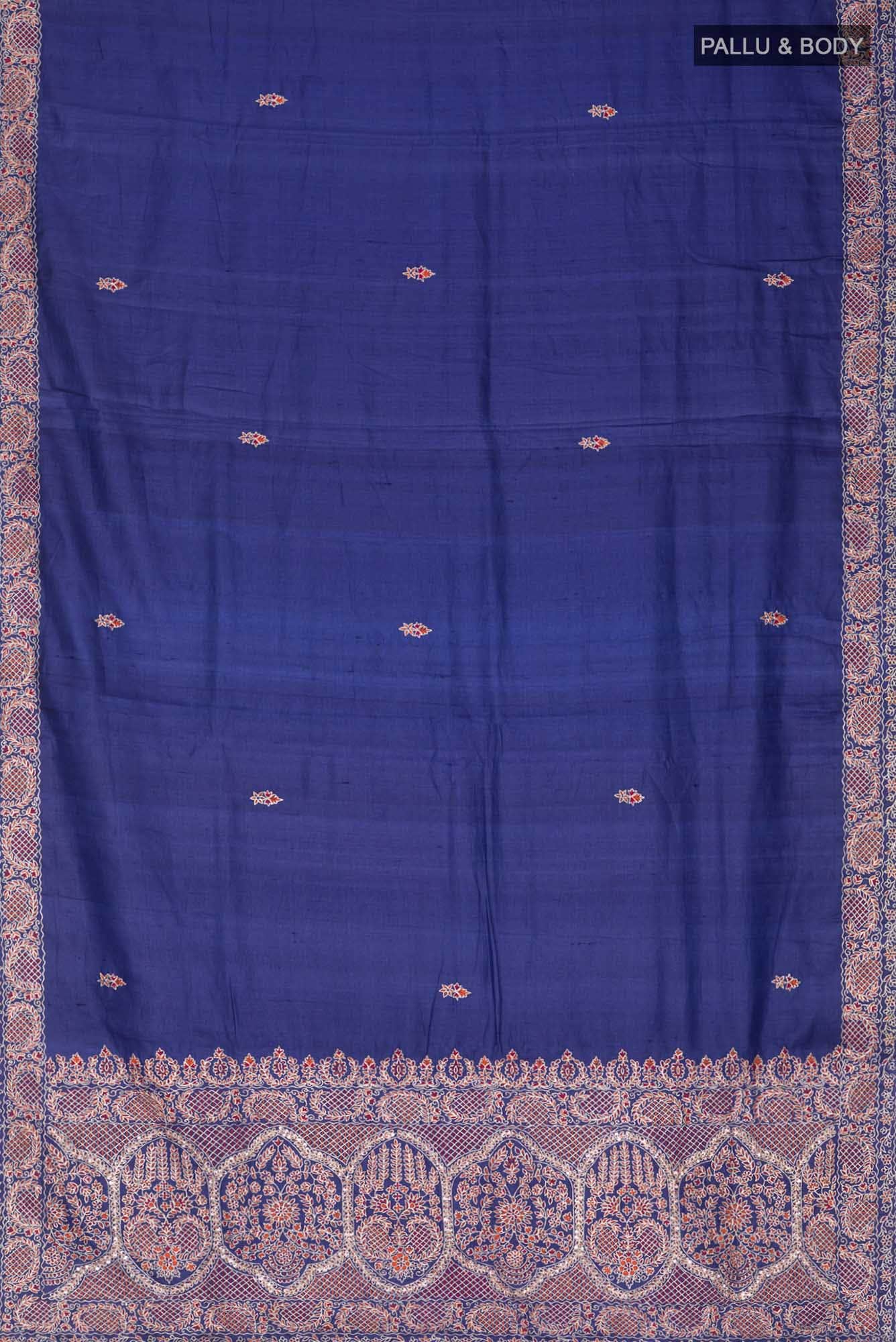 Blue Bhagalpuri Tussar Silk Saree