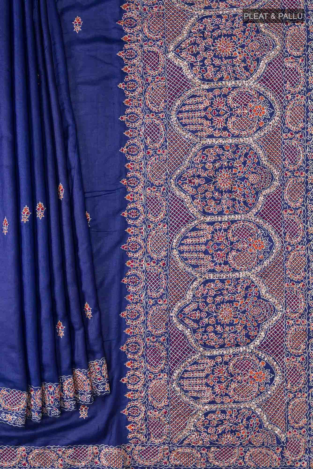 Blue Bhagalpuri Tussar Silk Saree