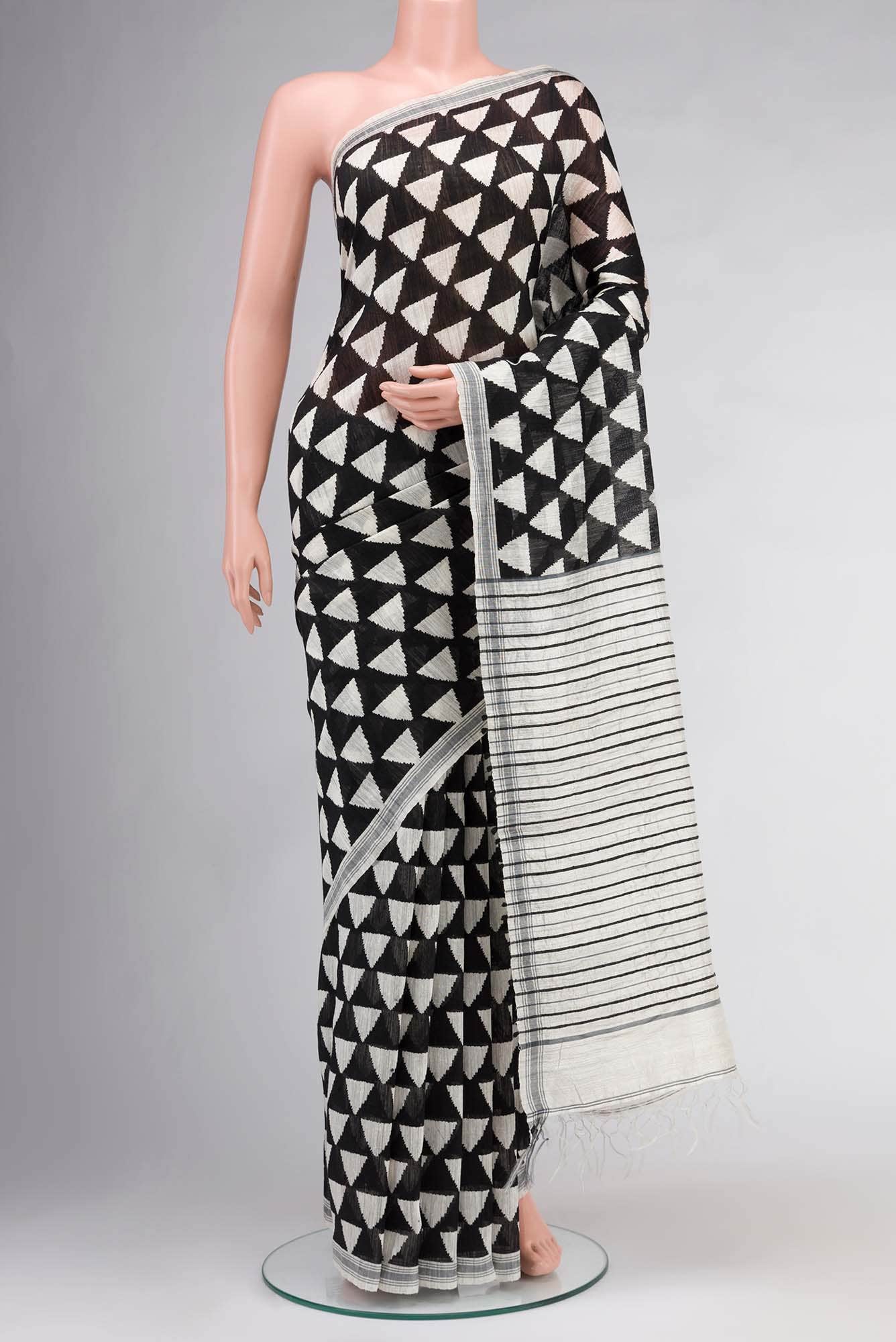 Black Bhagalpuri Tussar Silk Saree