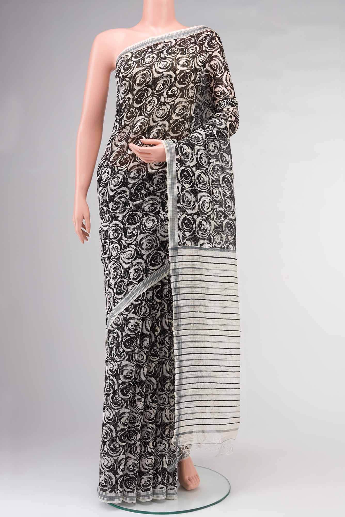 Black Bhagalpuri Tussar Silk Saree