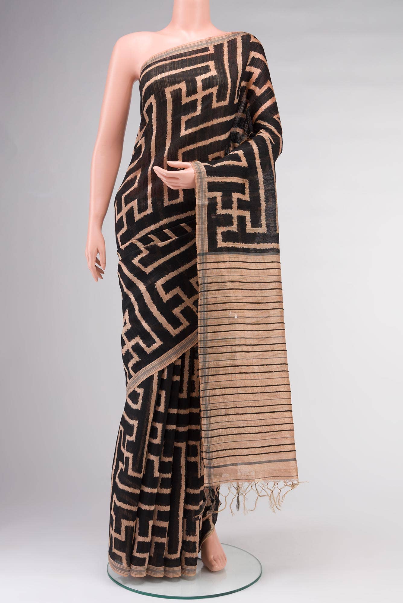 Black Bhagalpuri Tussar Silk Saree