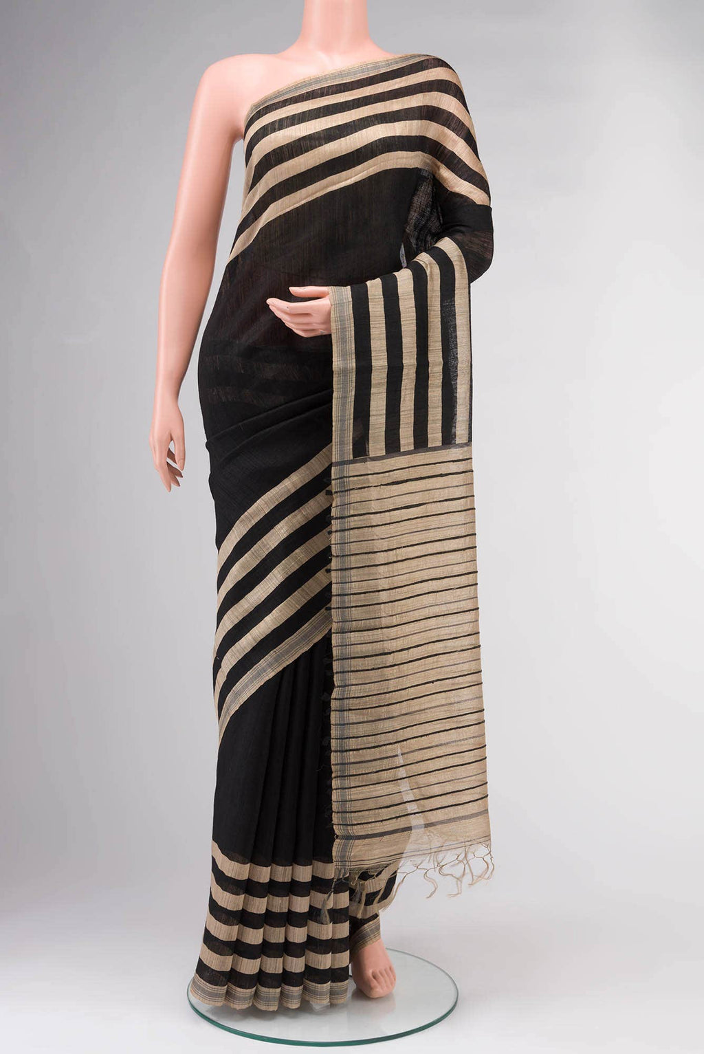 Black Bhagalpuri Tussar Silk Saree