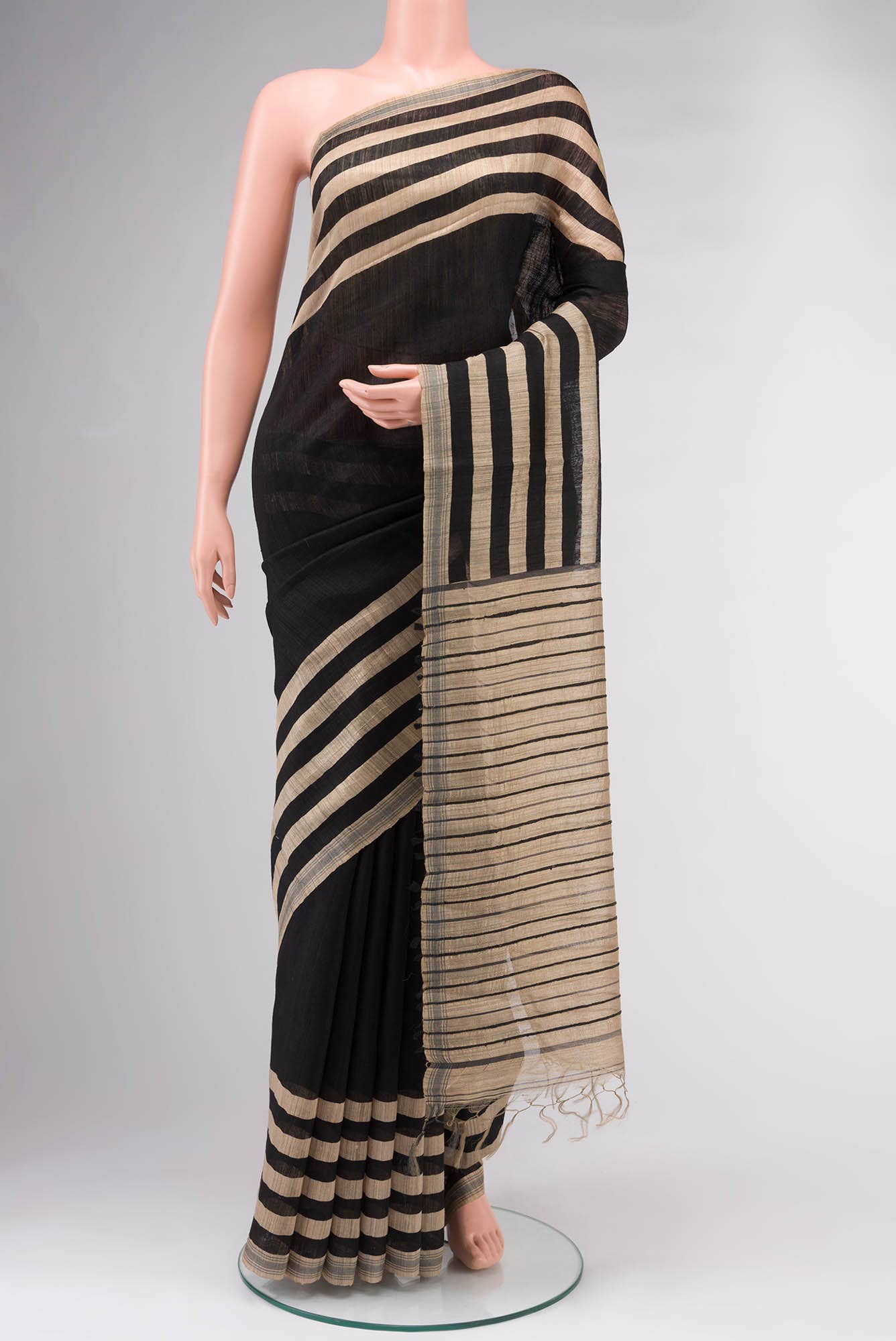 Black Bhagalpuri Tussar Silk Saree