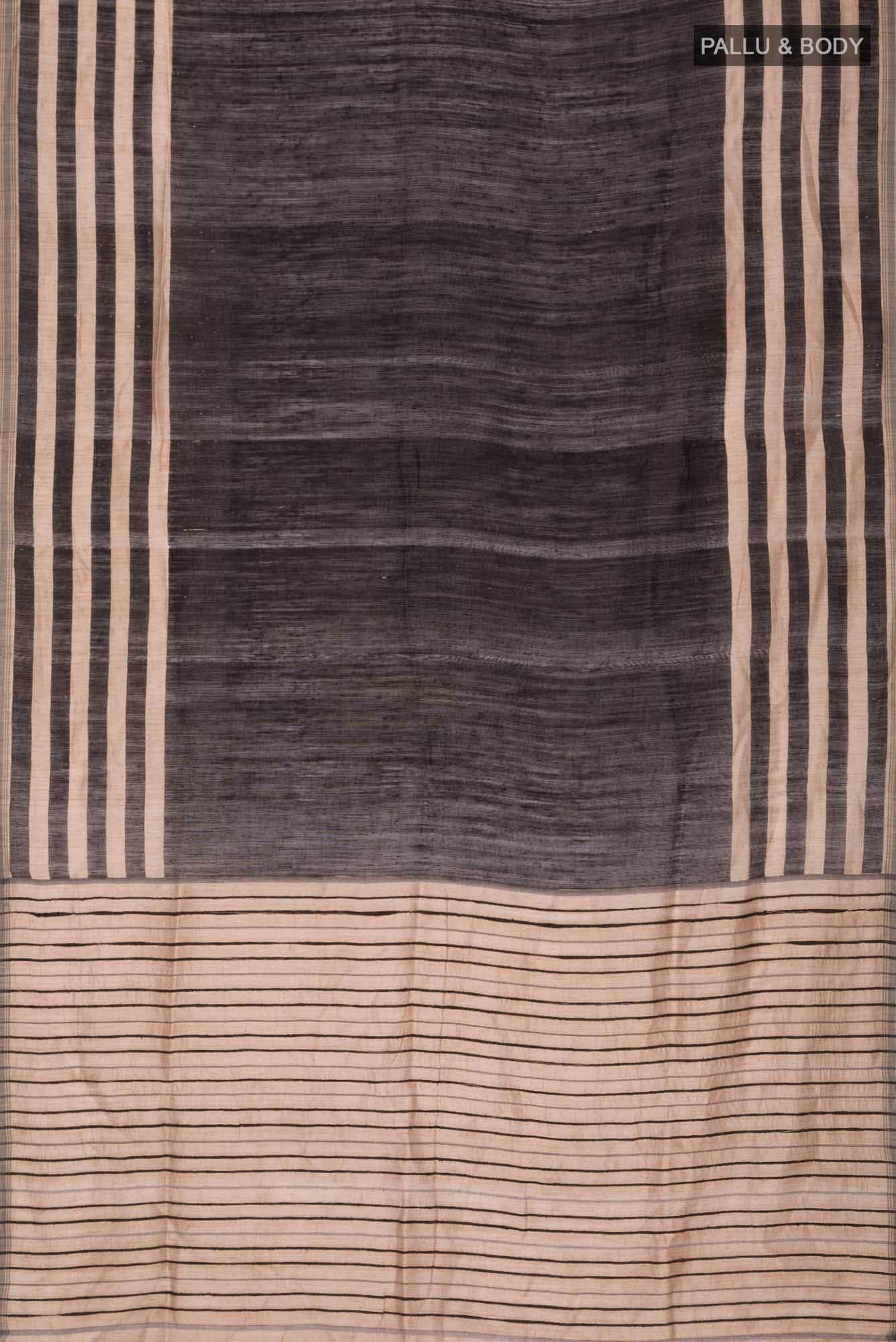 Black Bhagalpuri Tussar Silk Saree