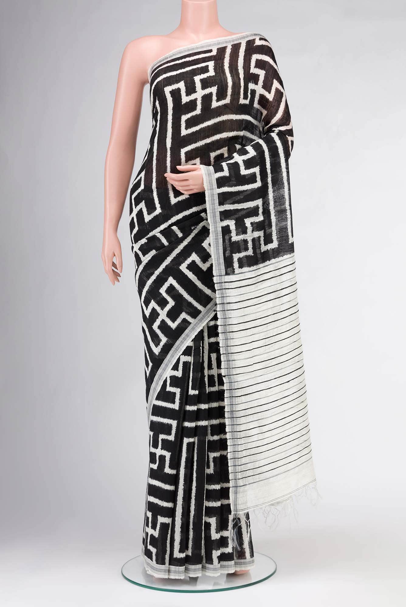 Black Bhagalpuri Tussar Silk Saree