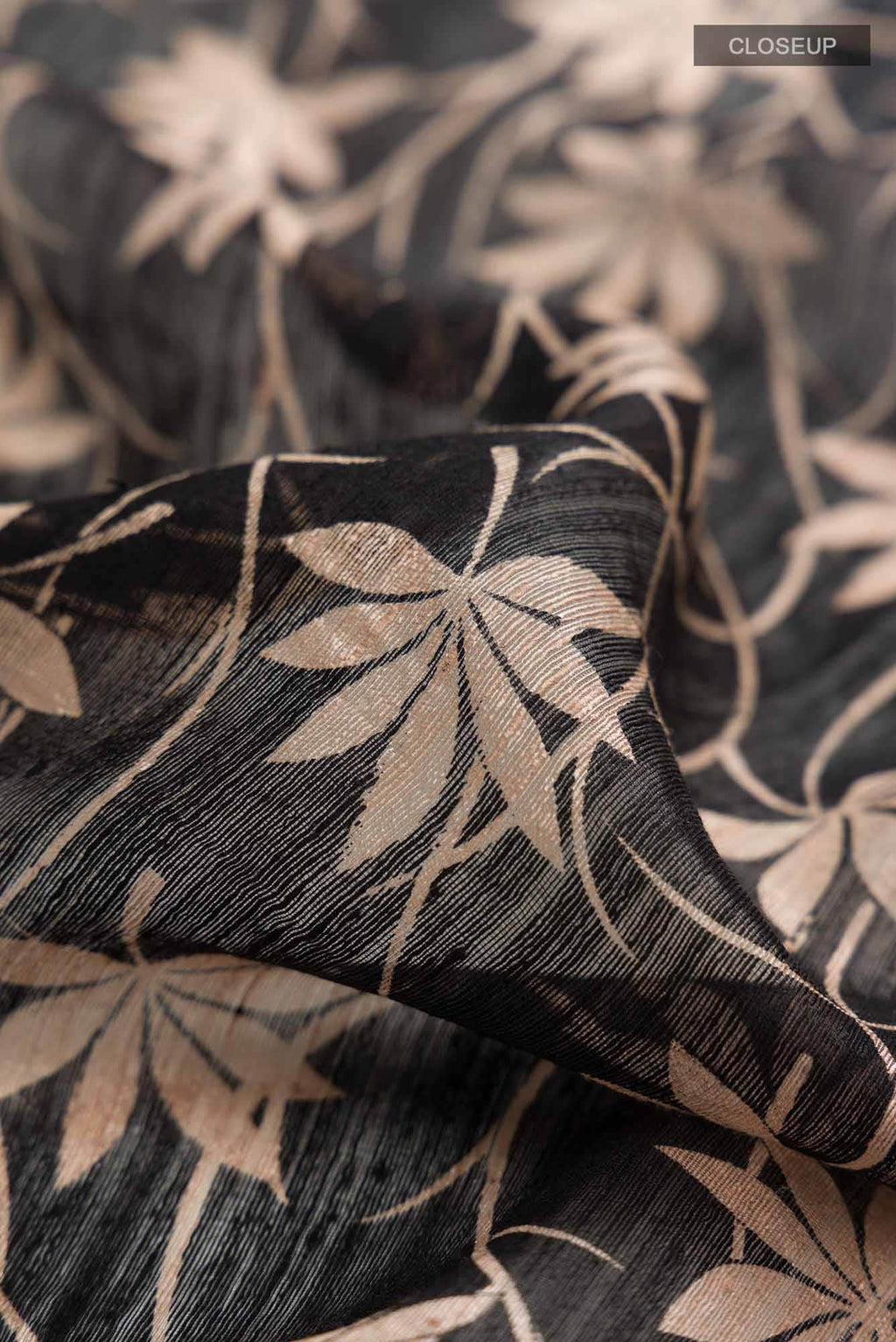 Black Bhagalpuri Tussar Silk Saree