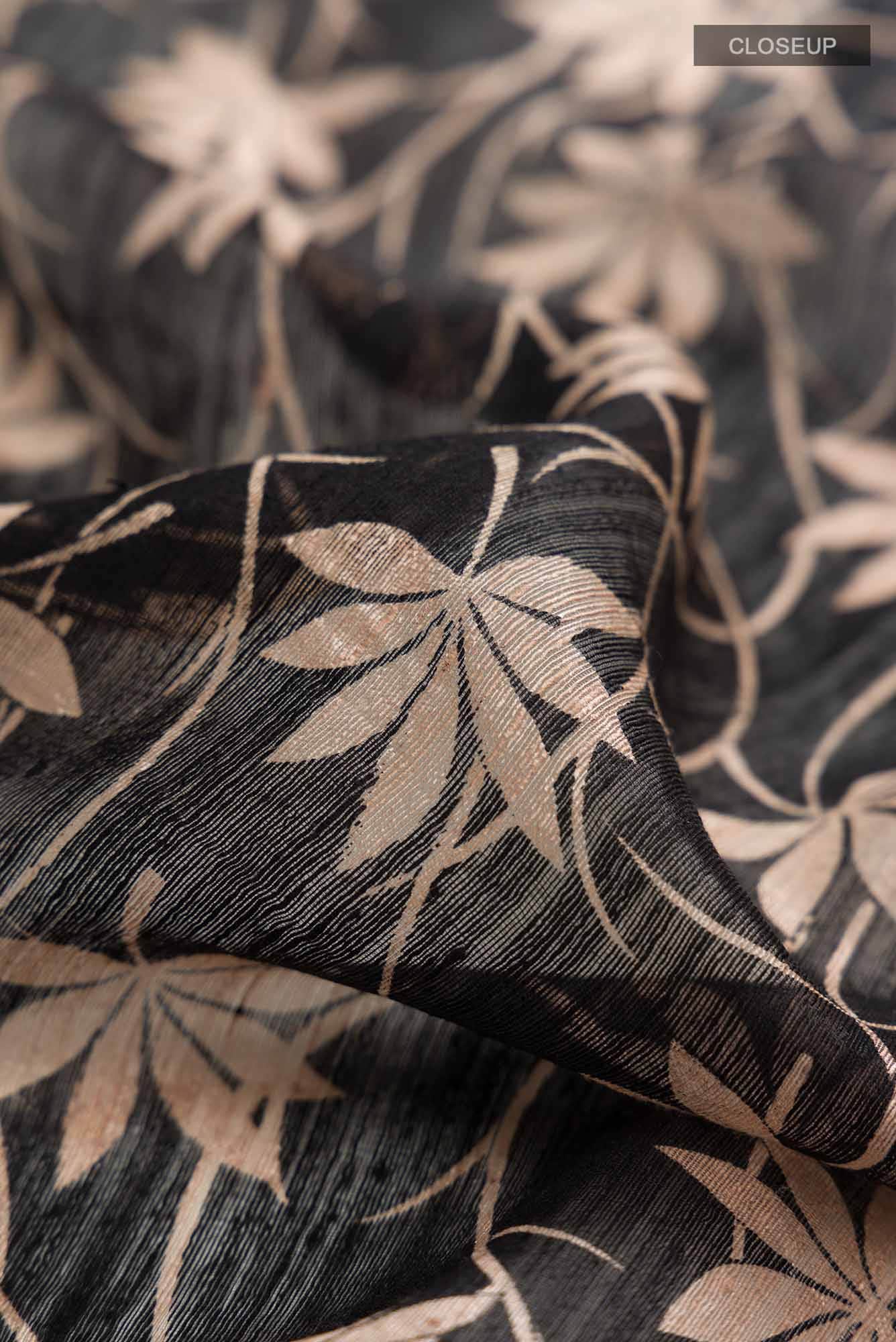 Black Bhagalpuri Tussar Silk Saree