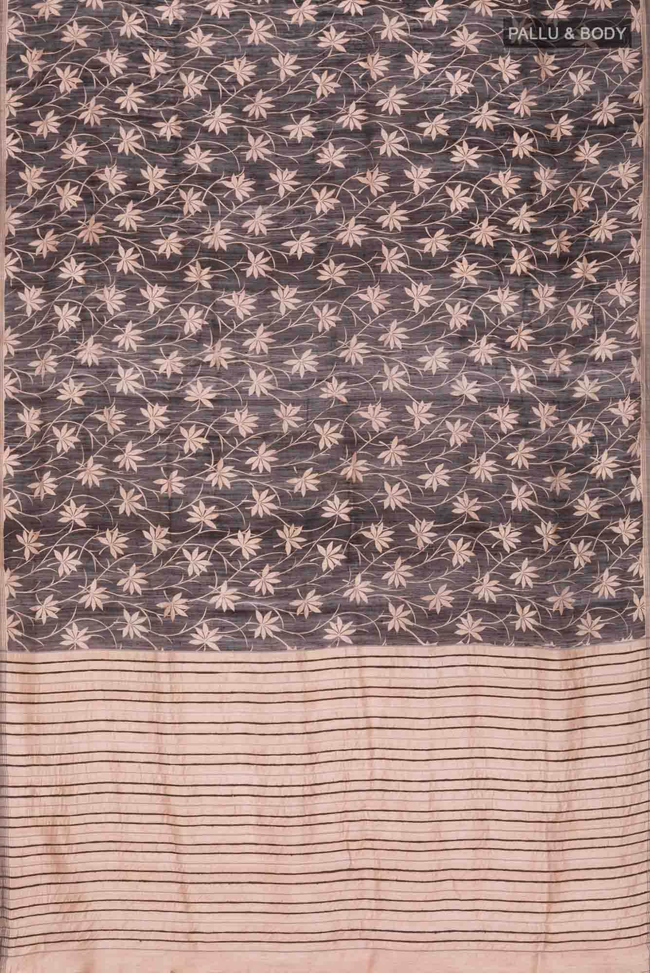 Black Bhagalpuri Tussar Silk Saree