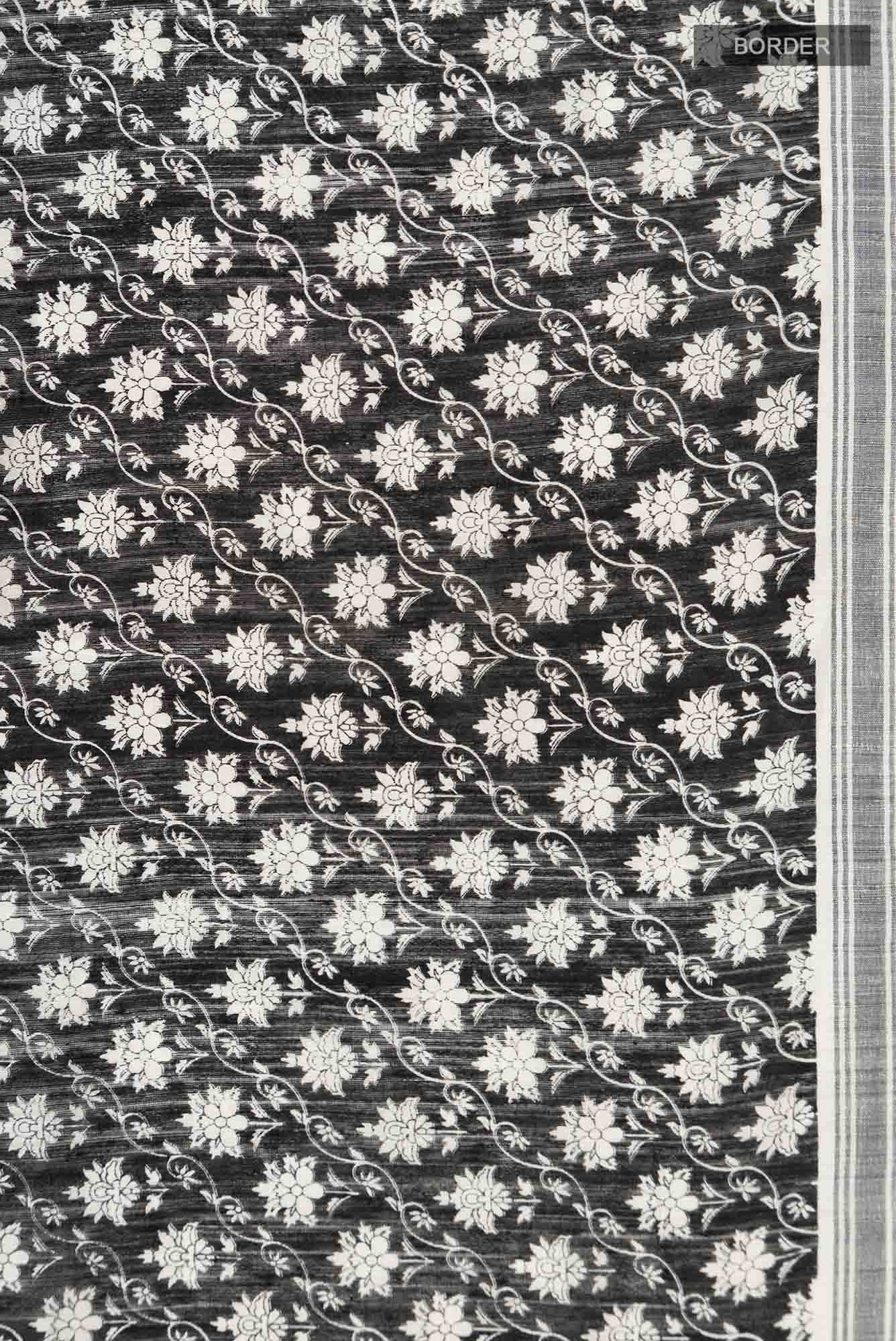 Black Bhagalpuri Tussar Silk Saree