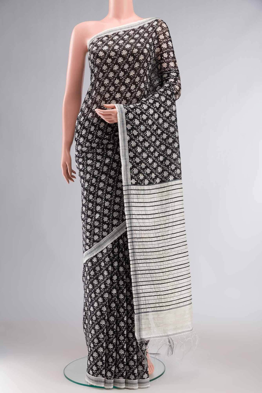 Black Bhagalpuri Tussar Silk Saree
