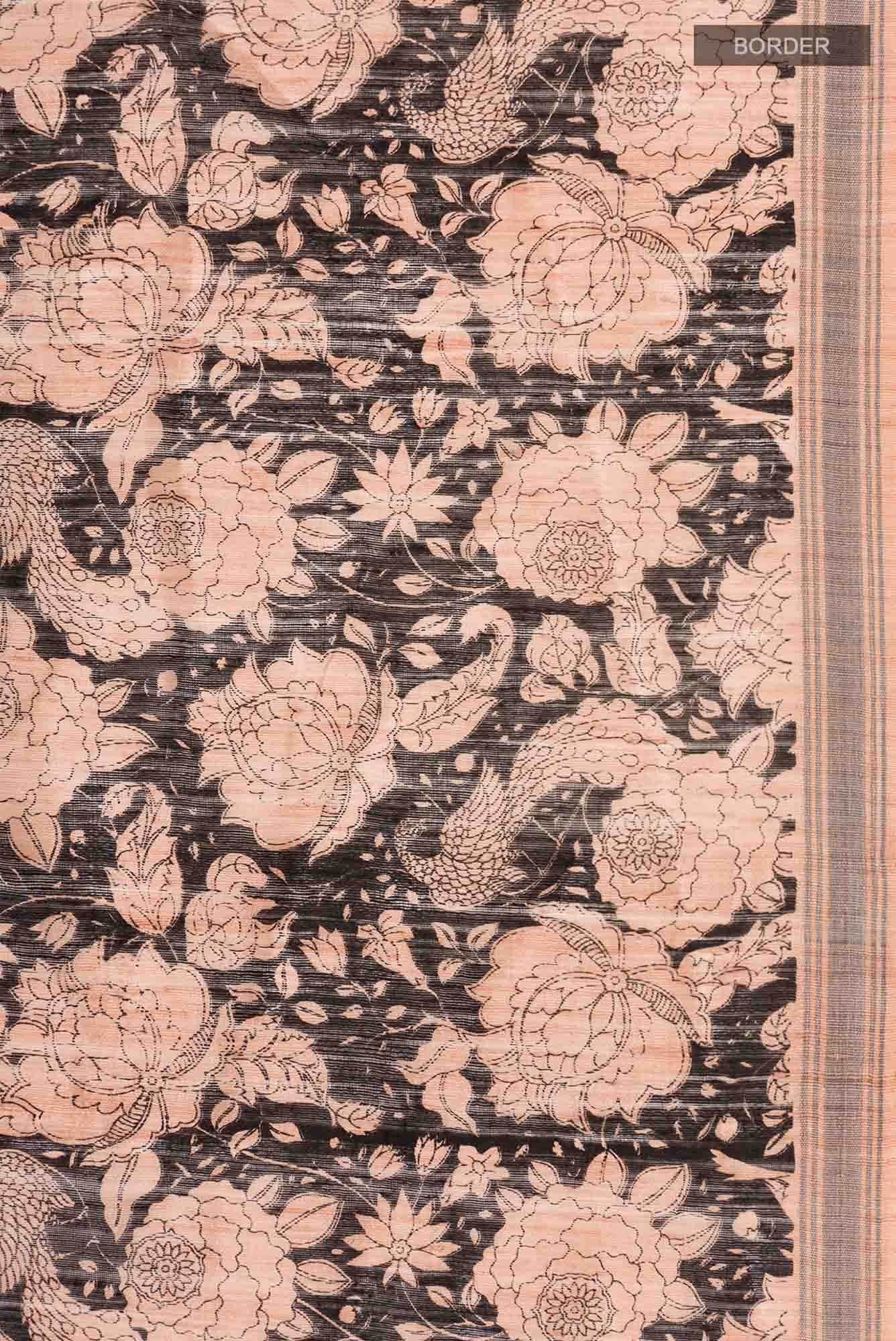 Black Bhagalpuri Tussar Silk Saree