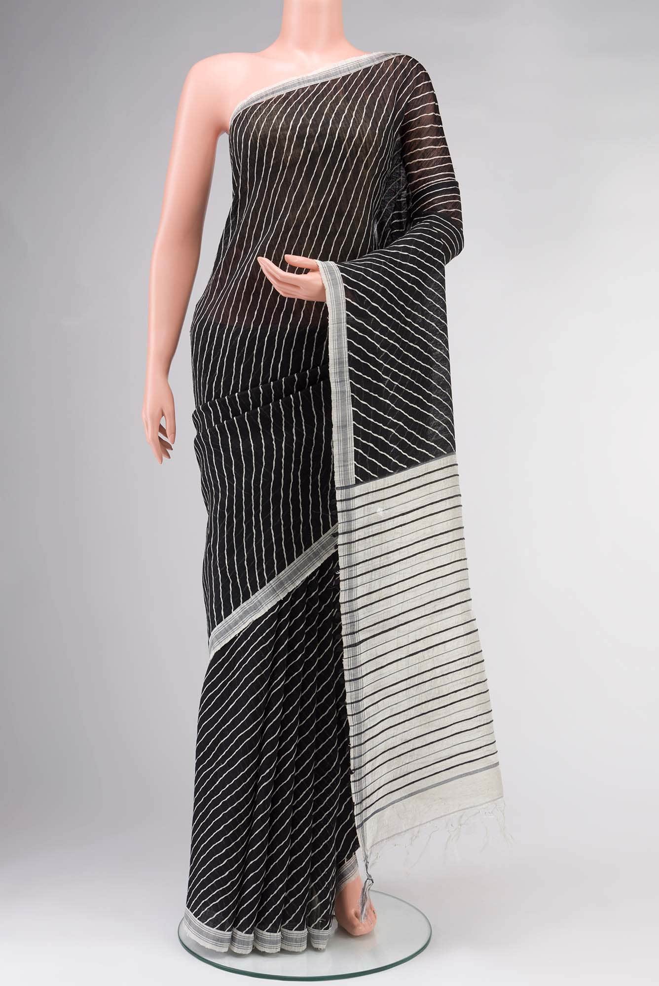 Black Bhagalpuri Tussar Silk Saree