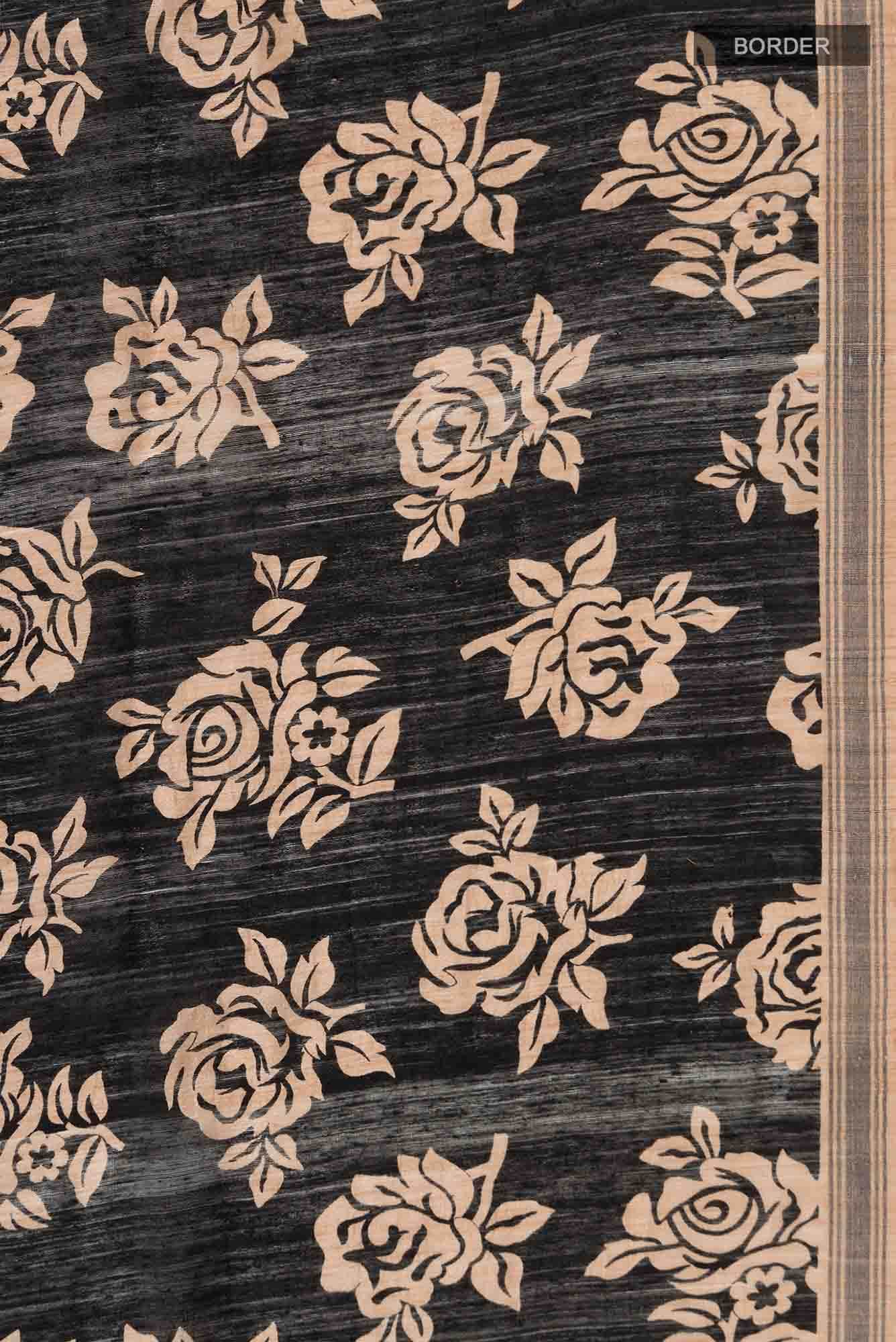 Black Bhagalpuri Tussar Silk Saree