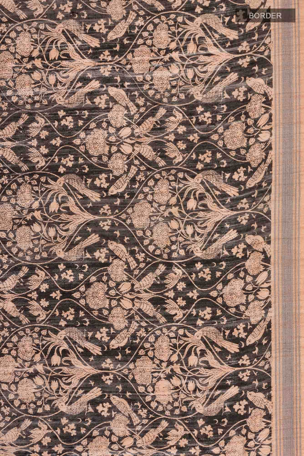 Black Bhagalpuri Tussar Silk Saree