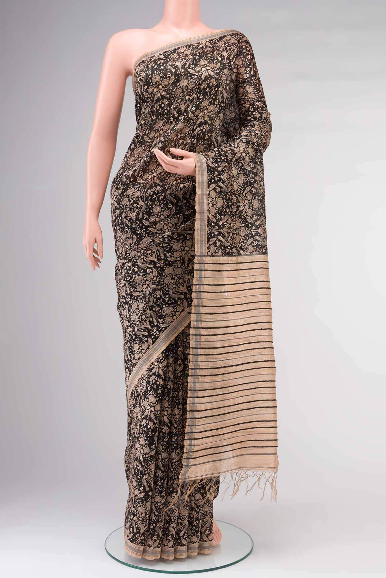 Black Bhagalpuri Tussar Silk Saree