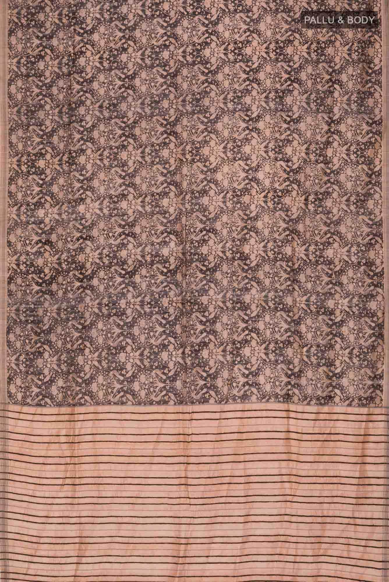 Black Bhagalpuri Tussar Silk Saree