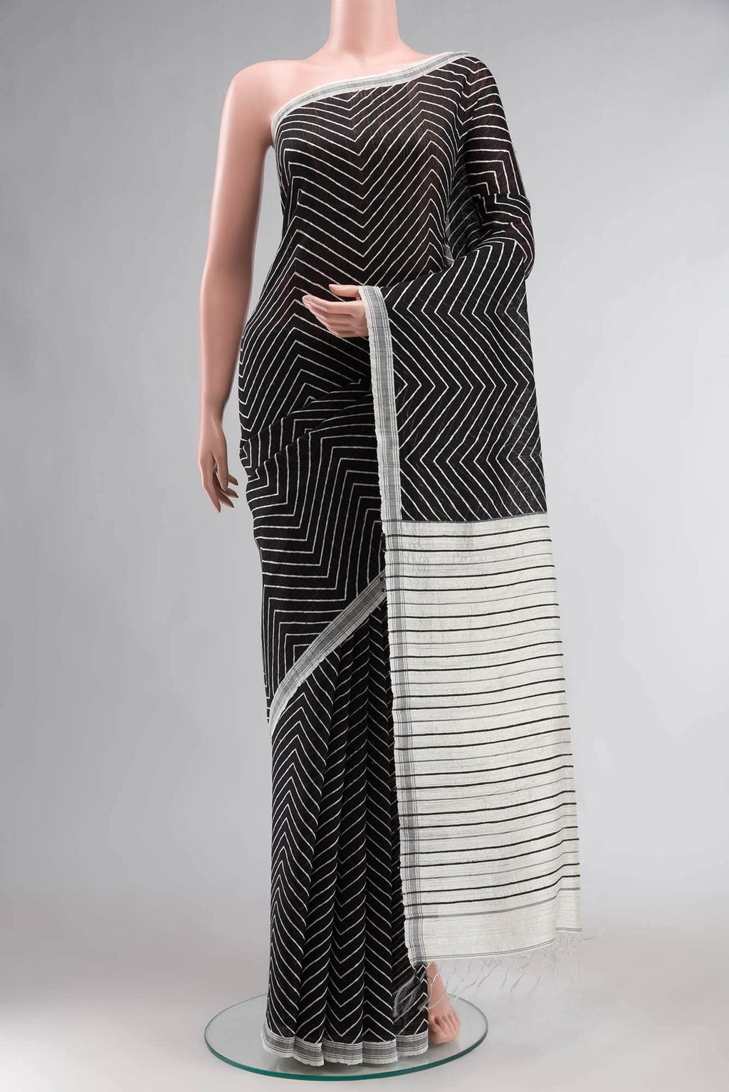 Black Bhagalpuri Tussar Silk Saree