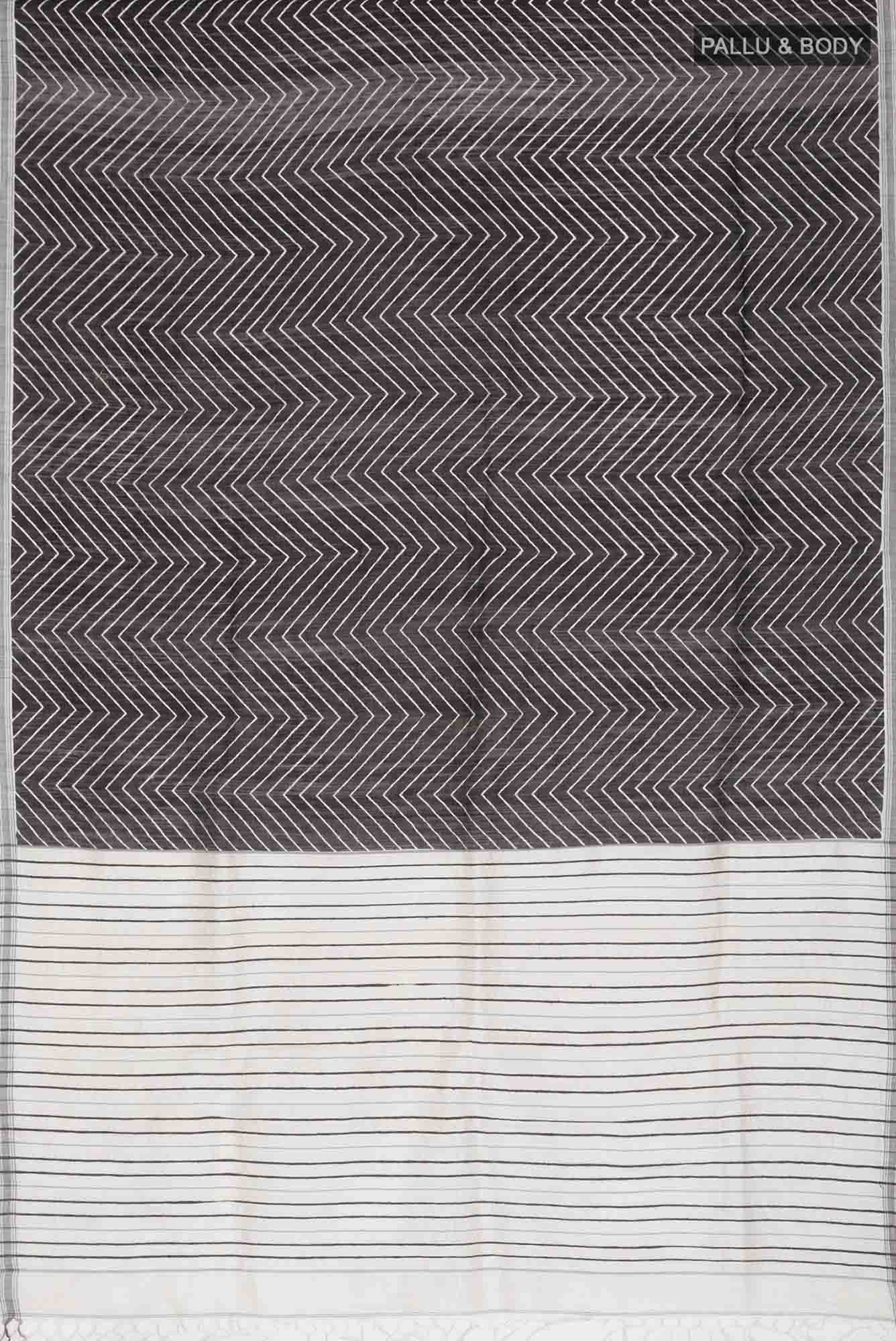Black Bhagalpuri Tussar Silk Saree