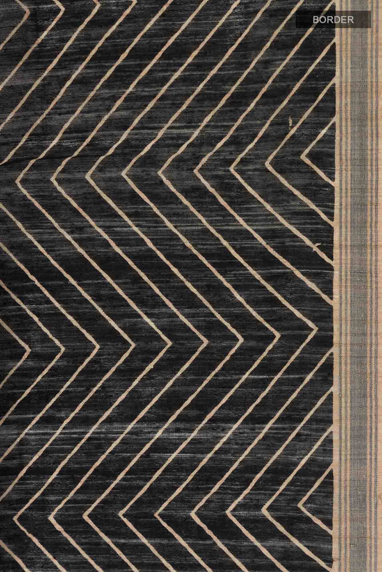Black Bhagalpuri Tussar Silk Saree