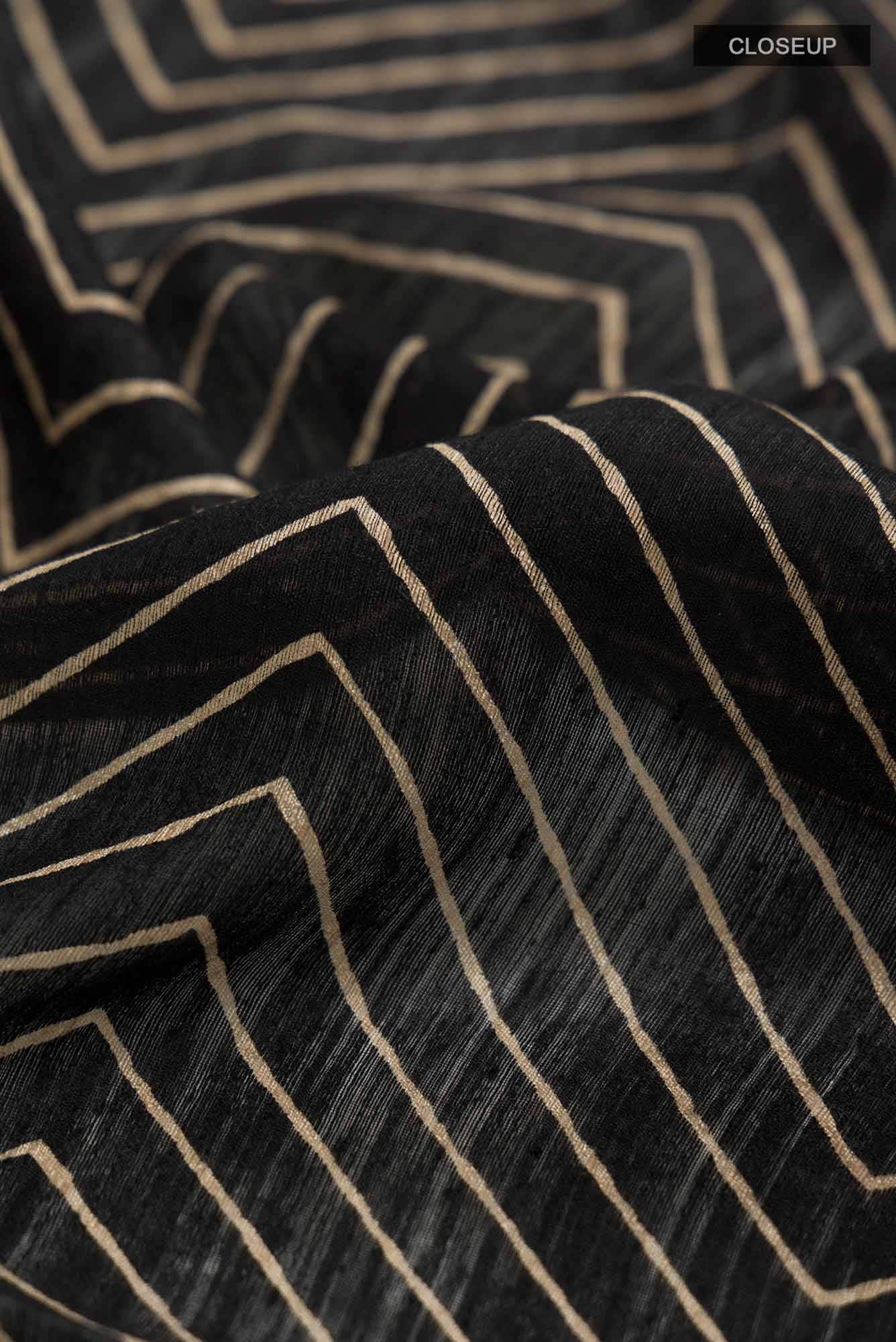 Black Bhagalpuri Tussar Silk Saree
