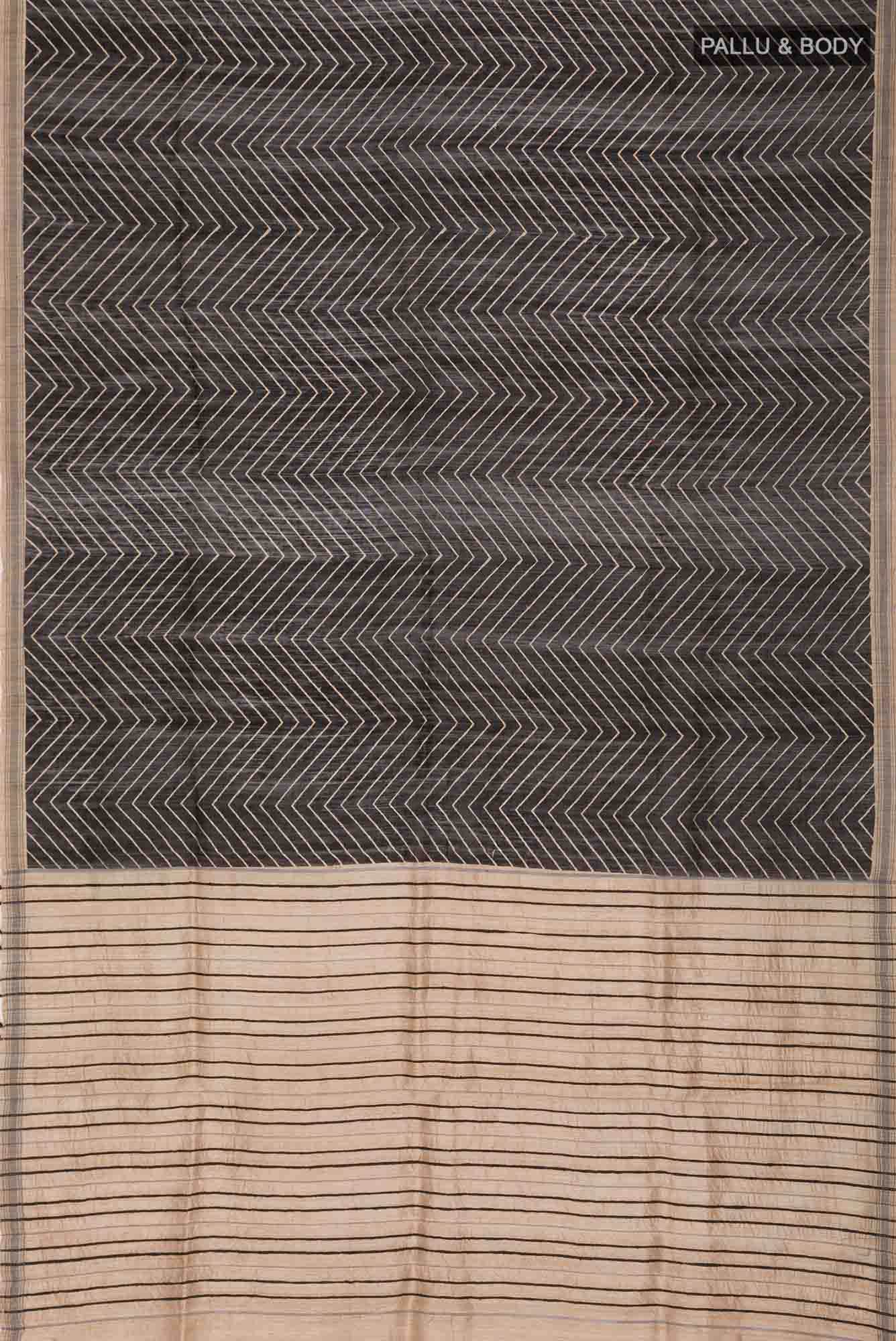 Black Bhagalpuri Tussar Silk Saree