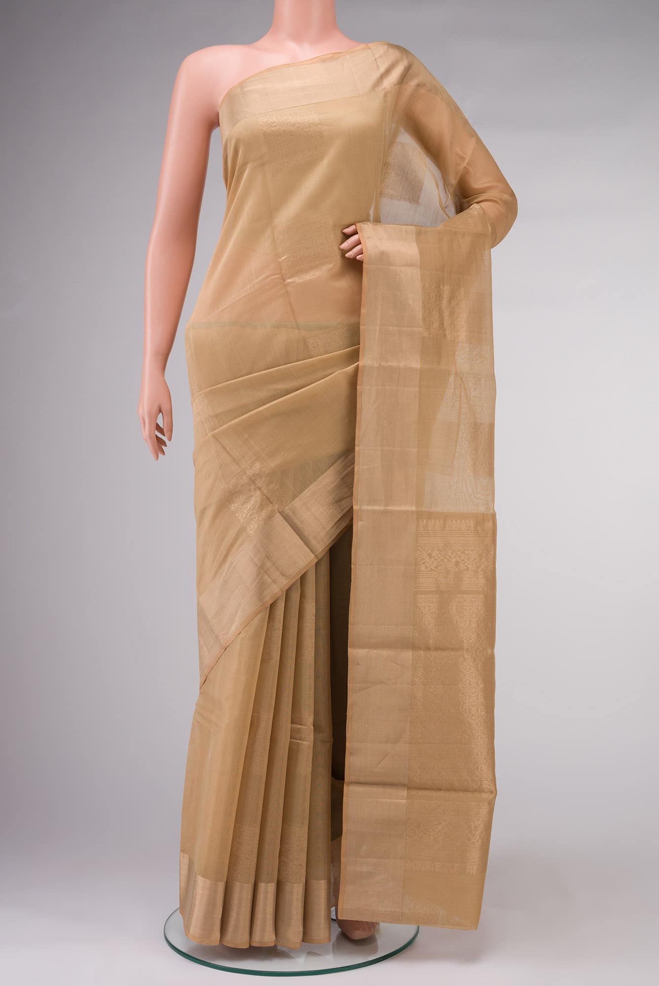 Beige Silk Cotton Saree