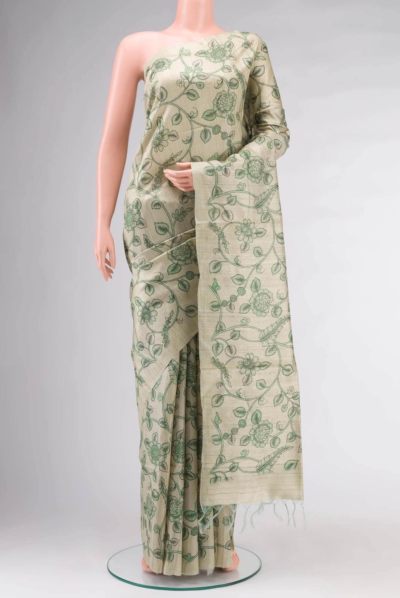 Beige Bhagalpuri Tussar Silk Saree