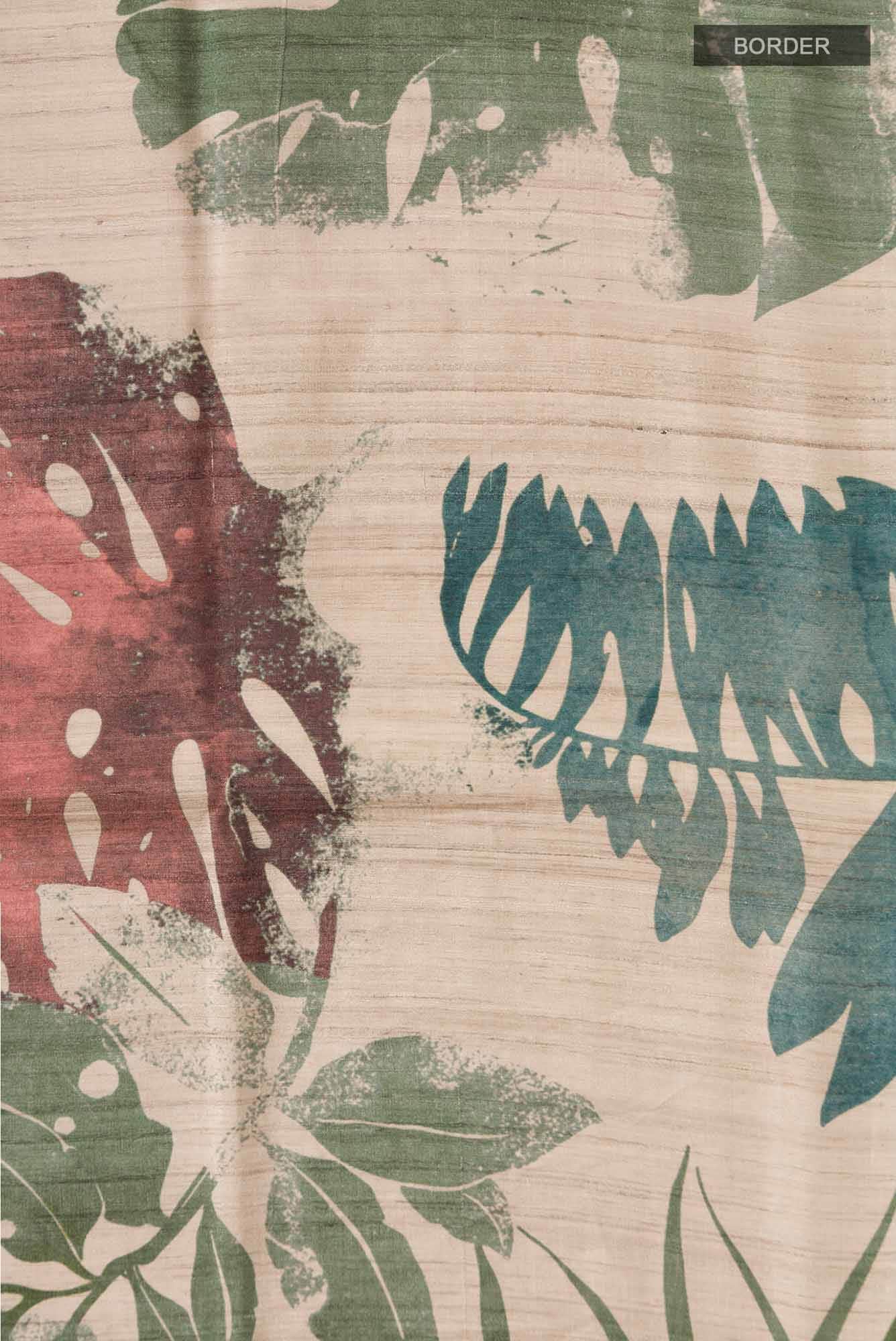 Beige Bhagalpuri Tussar Silk Saree